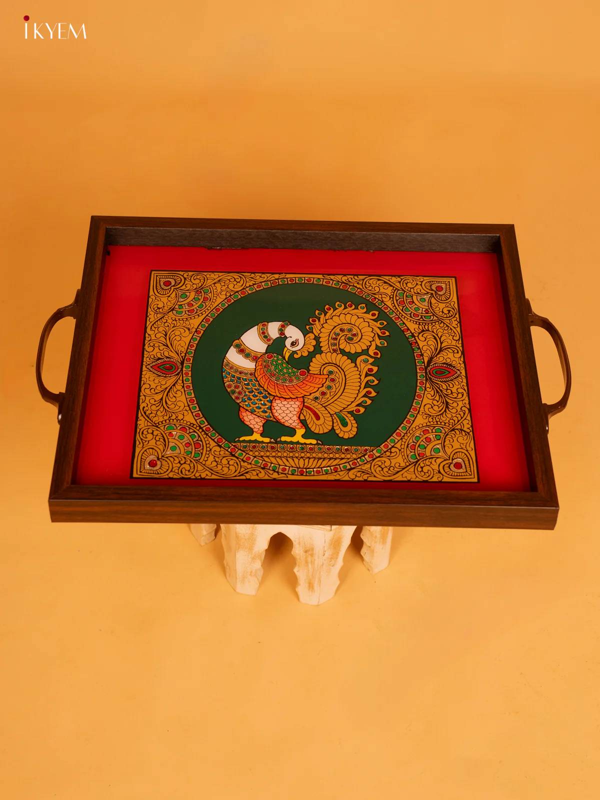 Reverse Glass Painted Tray (12x15) - Peacock - KL25119 - Image 5