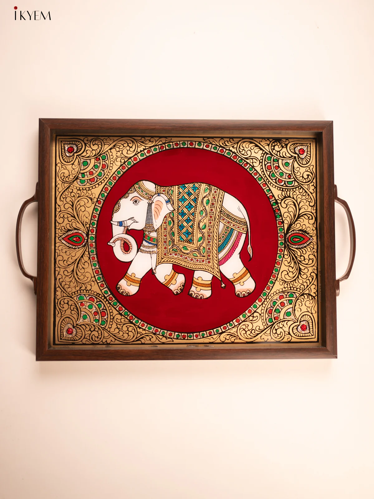 Reverse Glass Painted Tray (12x15) - Elephant - KL25120 - Image 2
