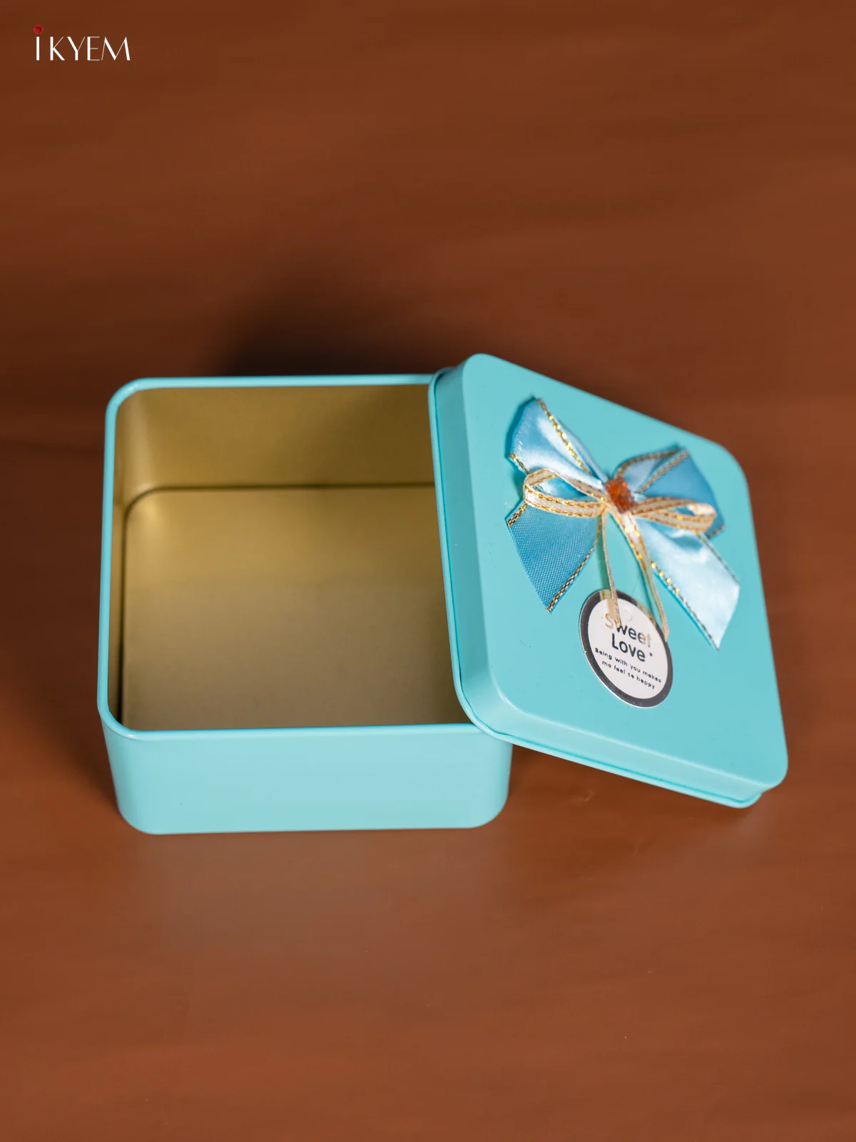 Square Teal Tin Box - (3.5×3.5) Inch - KL26123 - Image 2