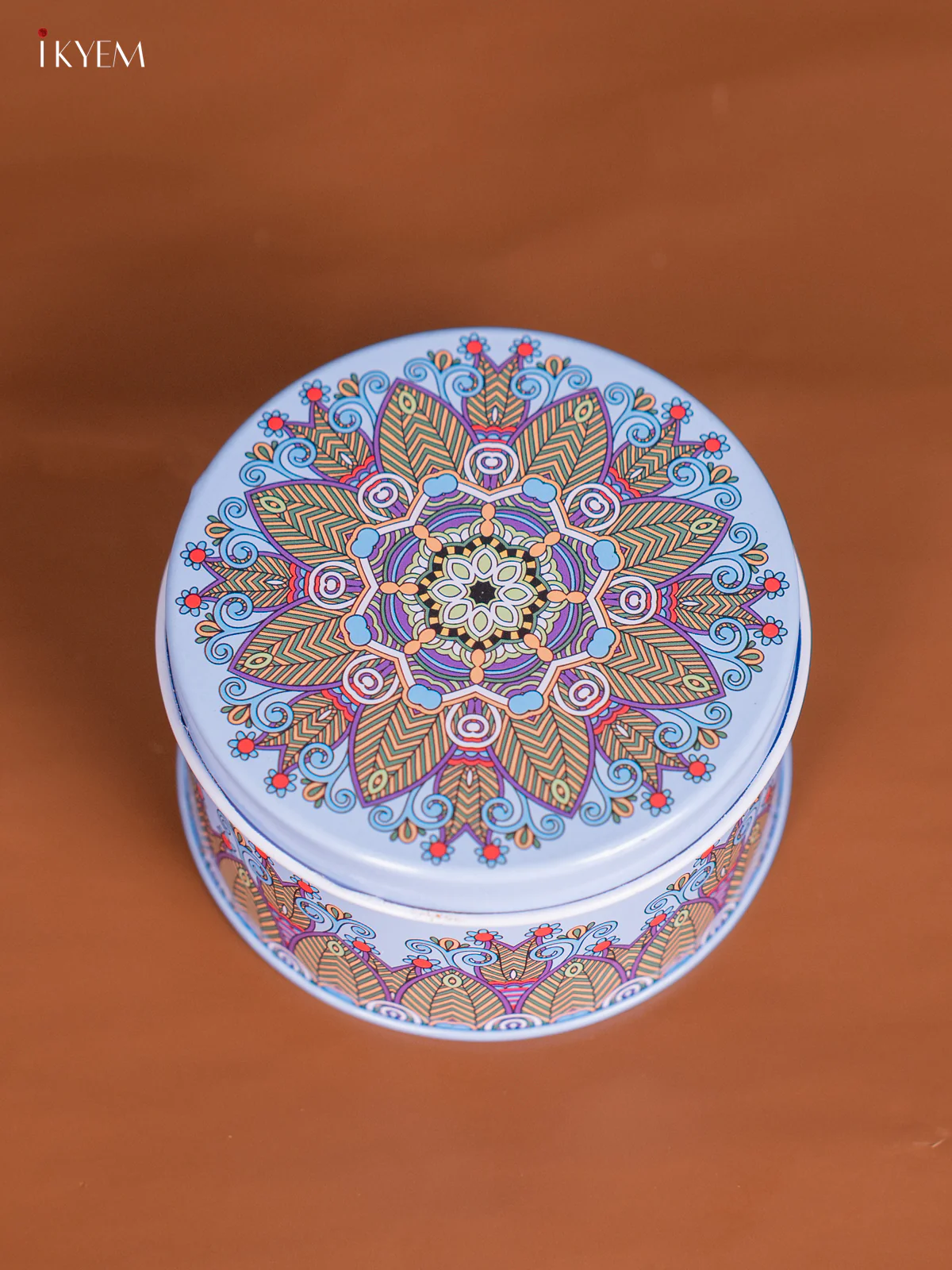 Round Decorative Tin Box - Sky Blue - (3×3) Inch - KL26133