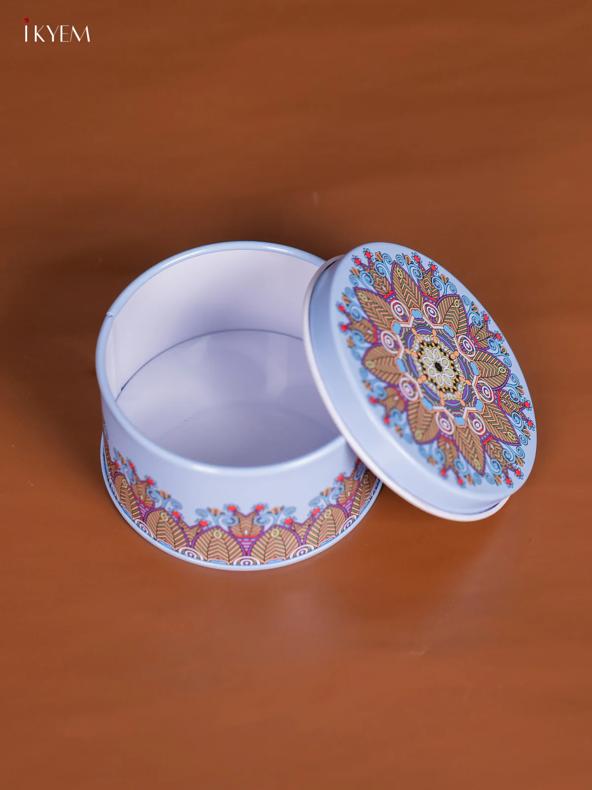 Round Decorative Tin Box - Sky Blue - (3×3) Inch - KL26133 - Image 2