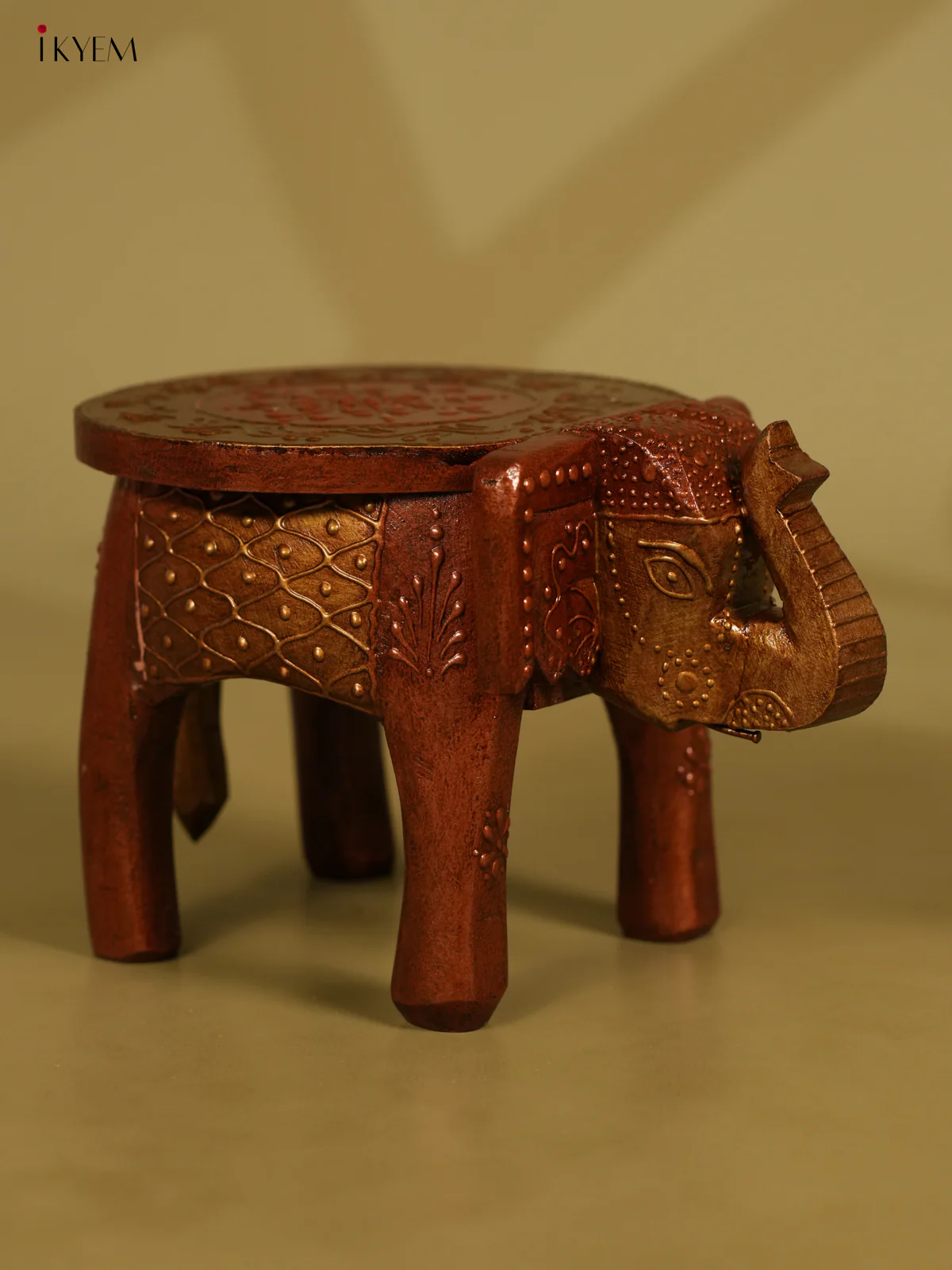 Hand painted Wooden Elephant Stool - 6inch - KL30112 - Image 6