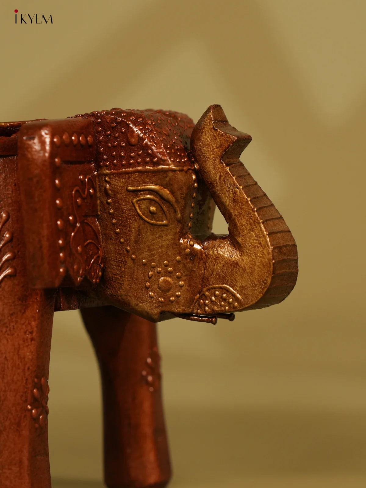Hand painted Wooden Elephant Stool - 6inch - KL30112 - Image 9