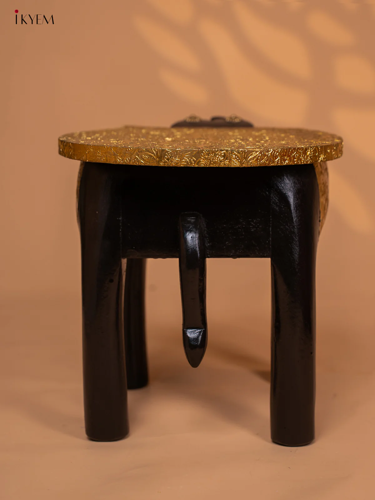 Brass Fitted Wooden Elephant Stool - 12inch - KL30117 - Image 4