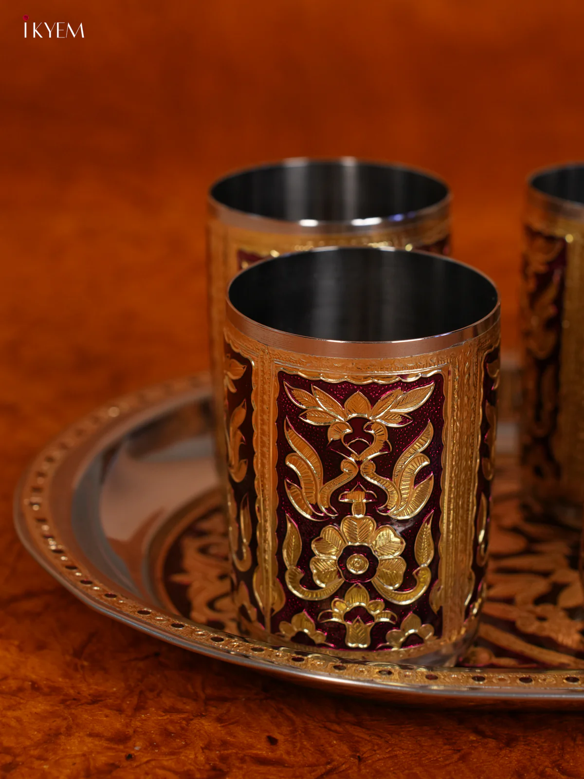 Meenakari Tray with 6 Glass Set -KL31114 - Image 7