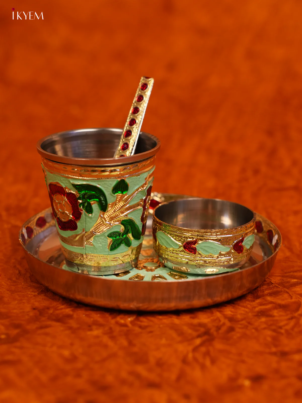 Meenakari Baby Thali Set (4×4) - Green - KL31123
