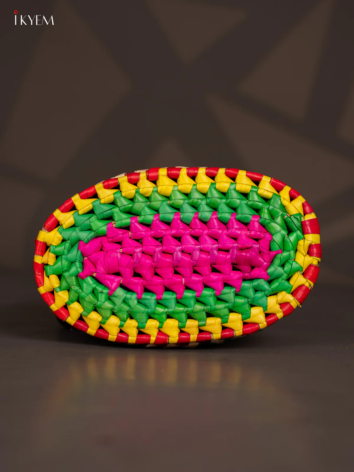 Traditional Hand Woven Multi coloured Oval Storage Box - KM11120 - Image 3