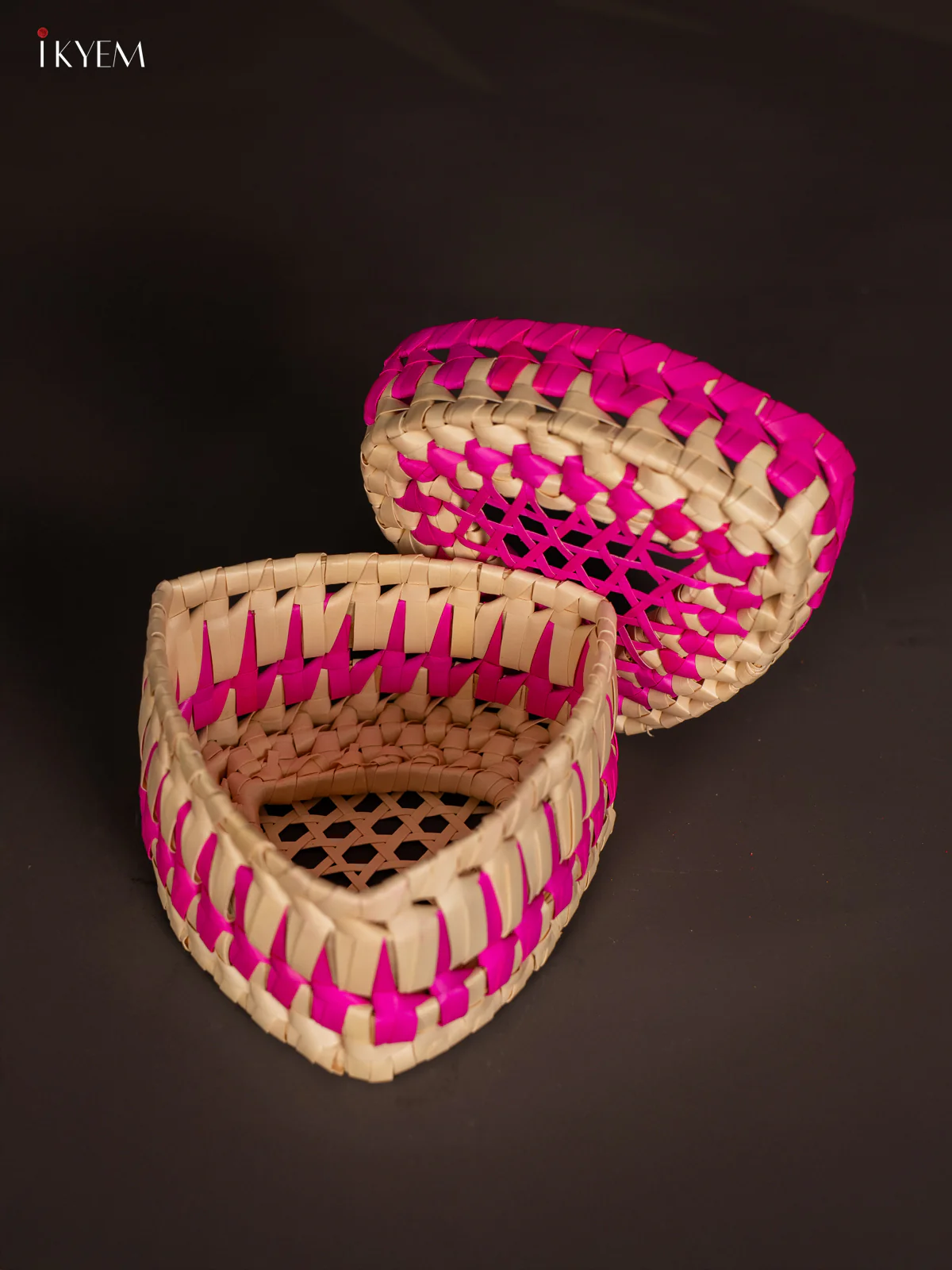 Artisanal Hand Woven Coloured Triangle Storage Box - KM11123 - Image 3