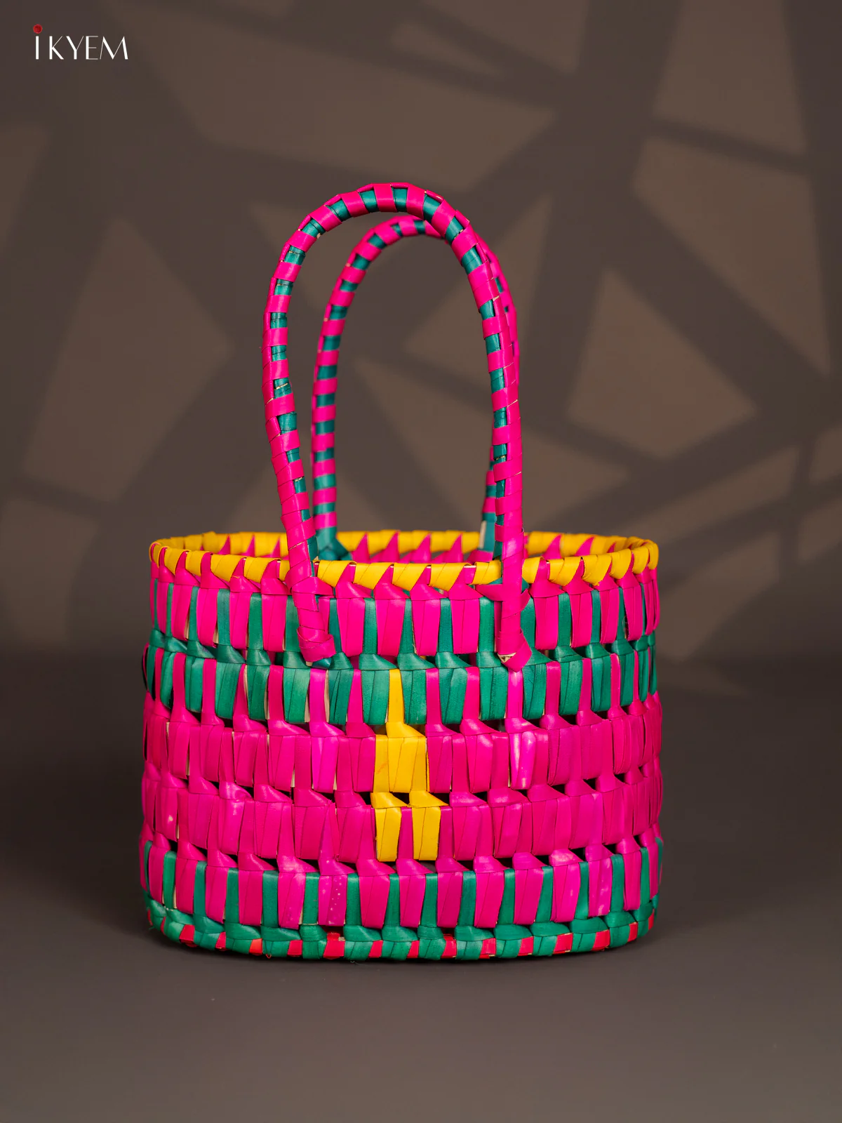 Traditional Hand Woven Multi coloured Basket - KM11125