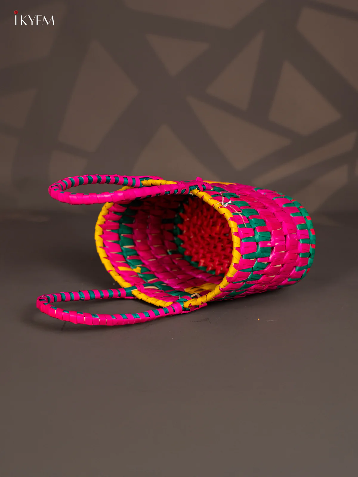 Traditional Hand Woven Multi coloured Basket - KM11125 - Image 3