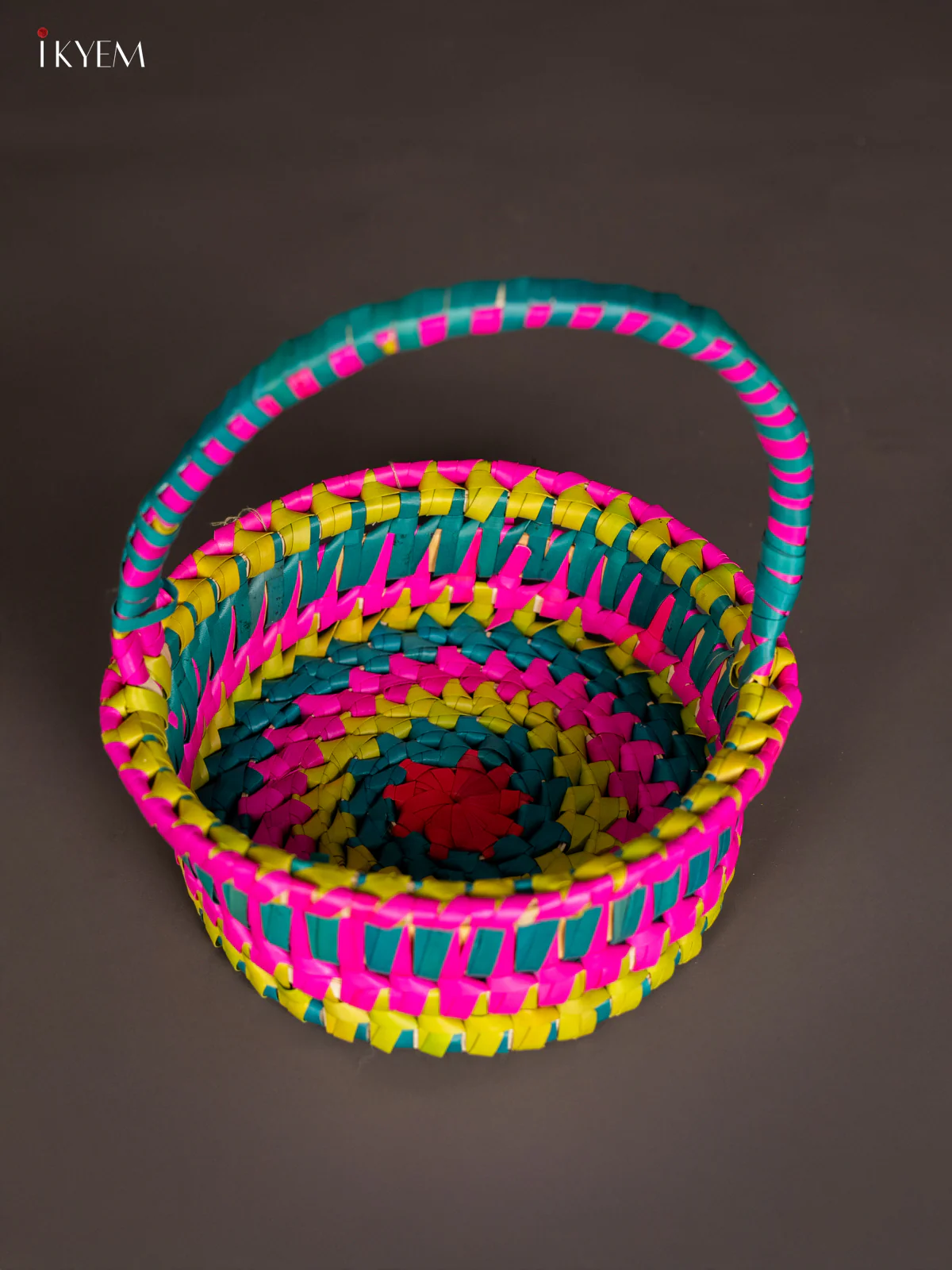 Traditional Hand Woven Multi coloured Basket - KM11127