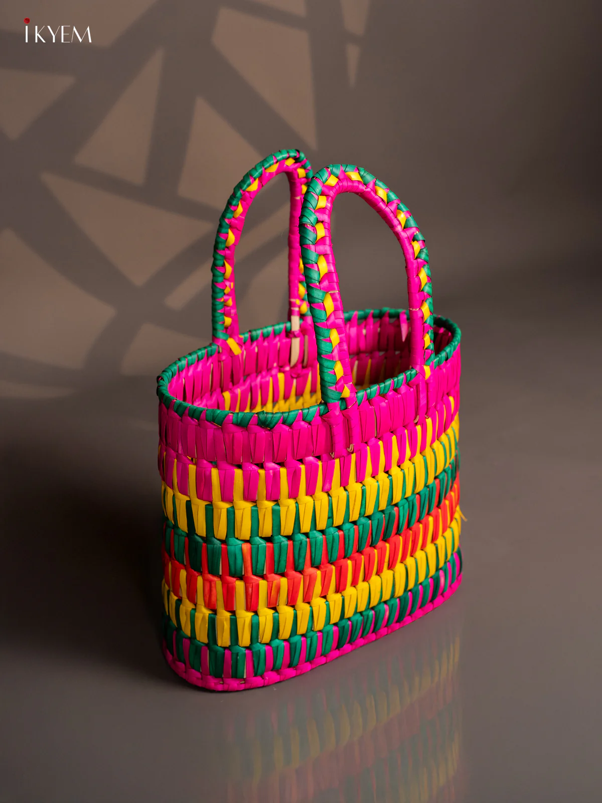 Traditional Hand Woven Multi coloured Basket - KM11128