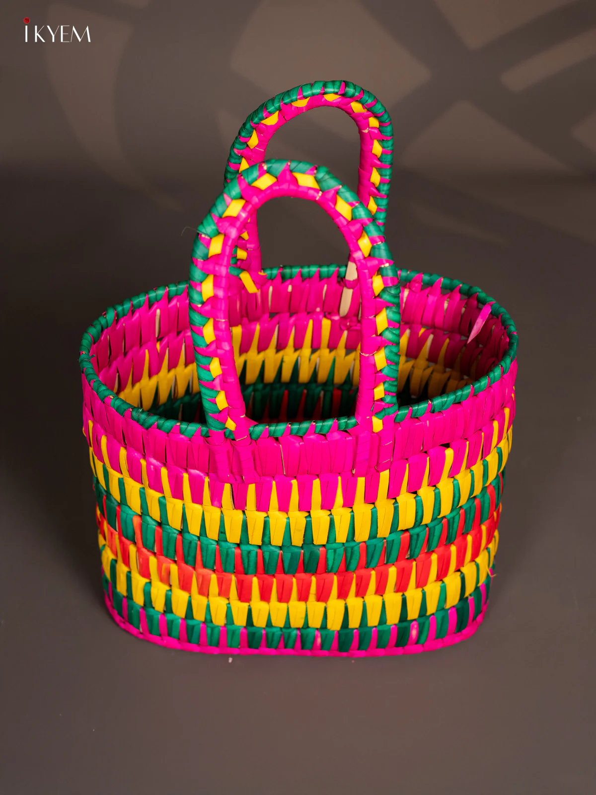 Traditional Hand Woven Multi coloured Basket - KM11128 - Image 3