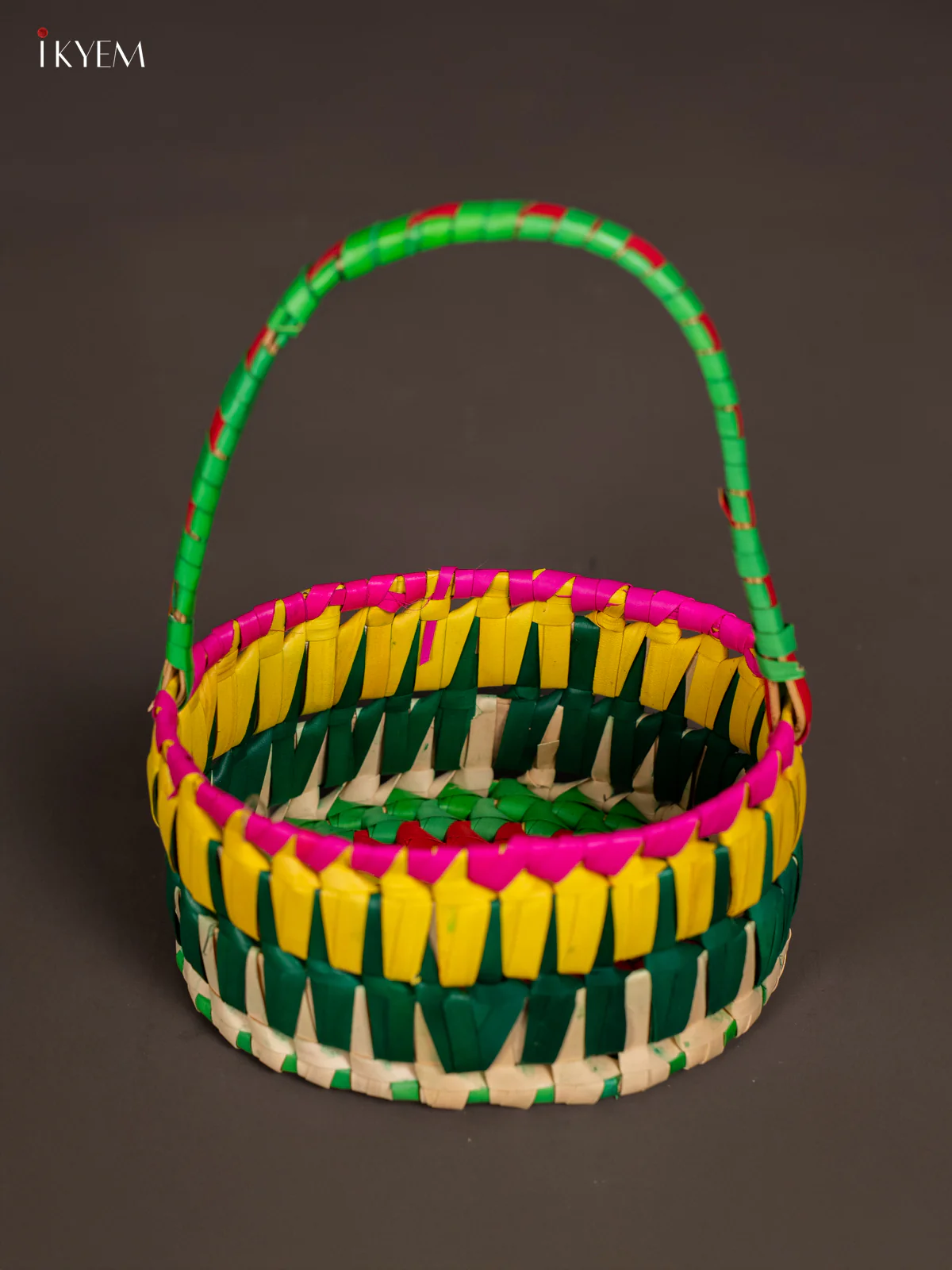 Hand Woven Multi coloured Flower Basket - KM11129 - Image 3