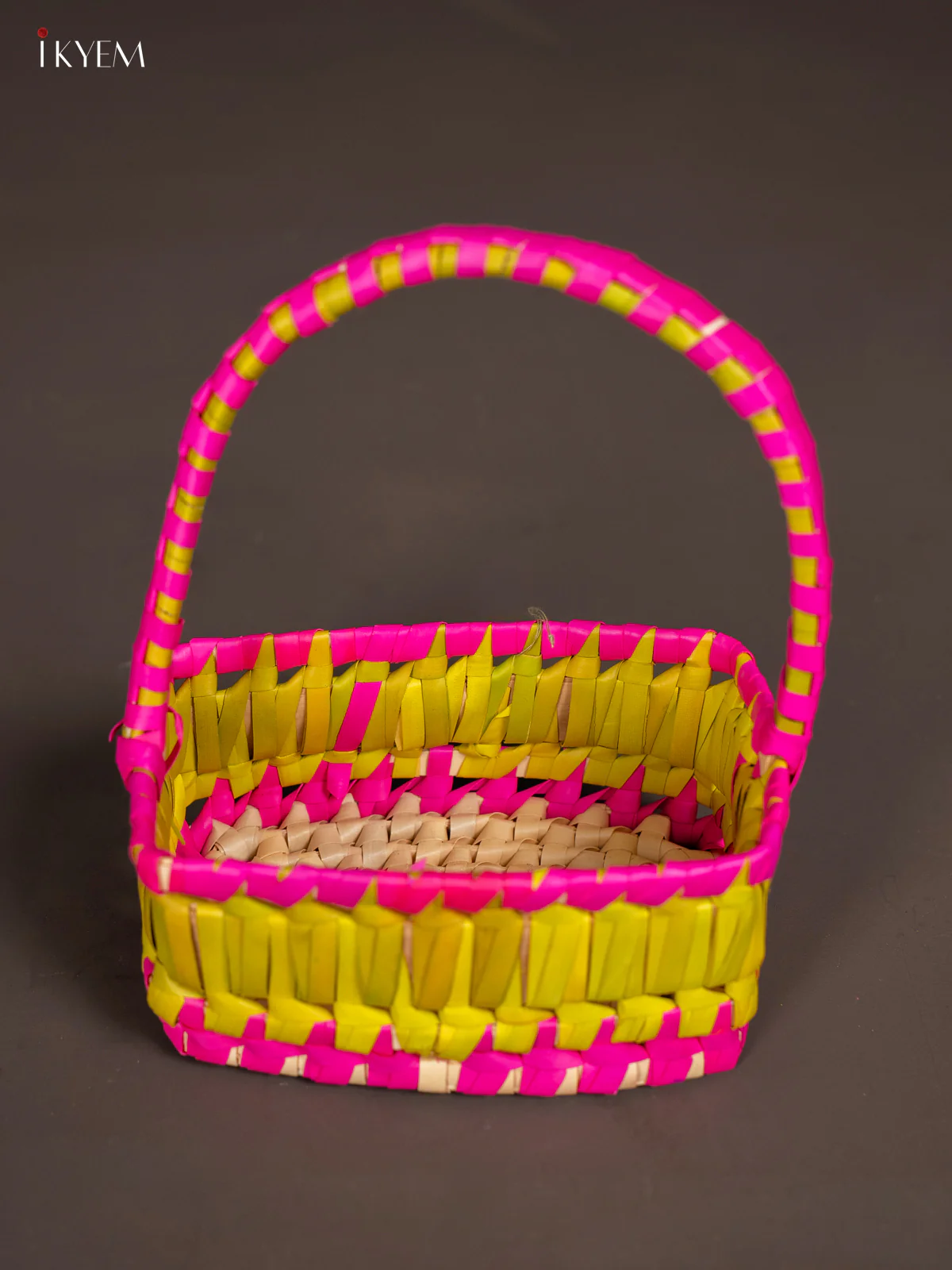 Hand Woven Multi coloured Flower Baskett - KM11130 - Image 2