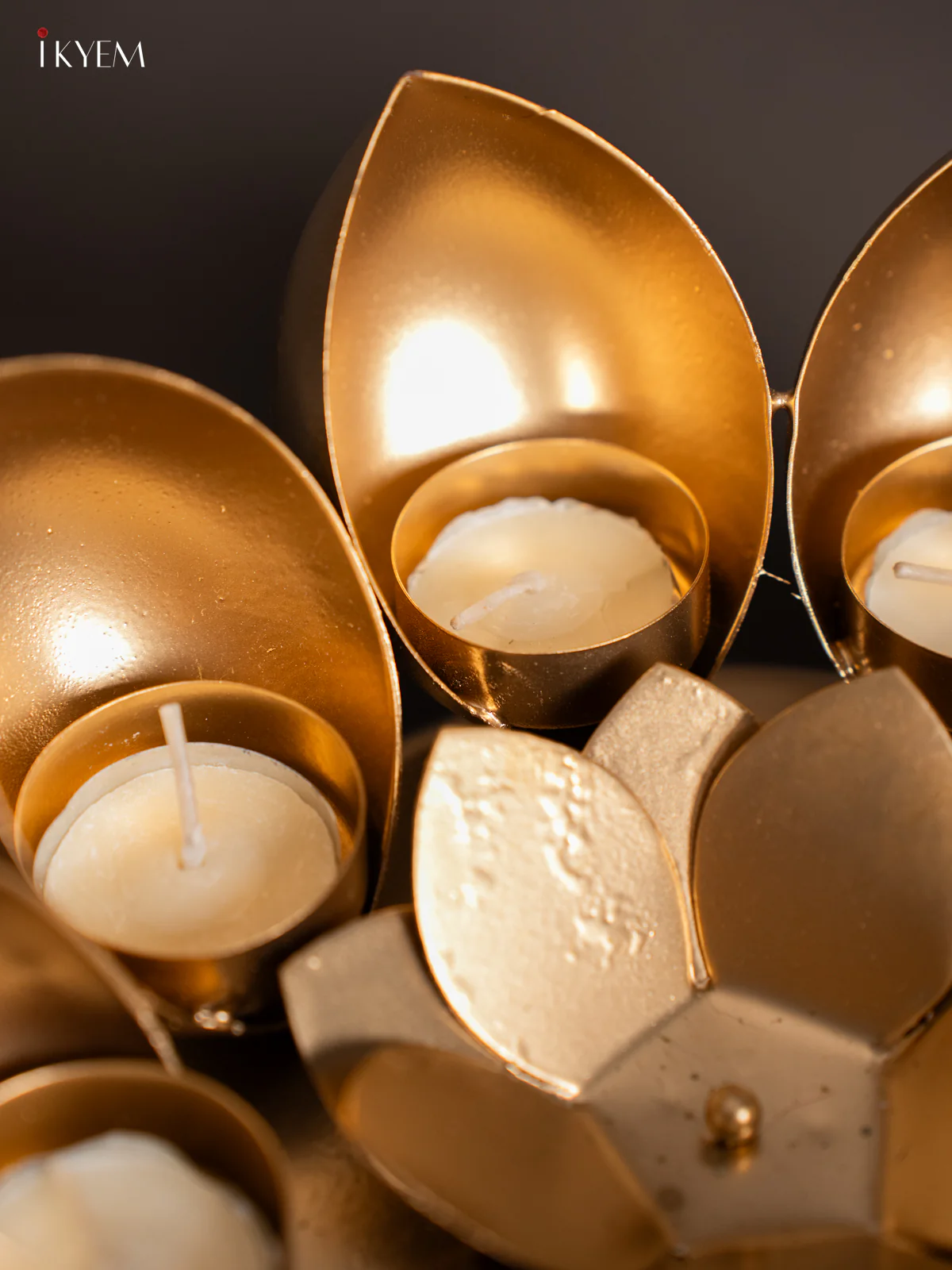 Decorative Metal Lotus Candle Holder – 8 Inch - KM12120 - Image 2