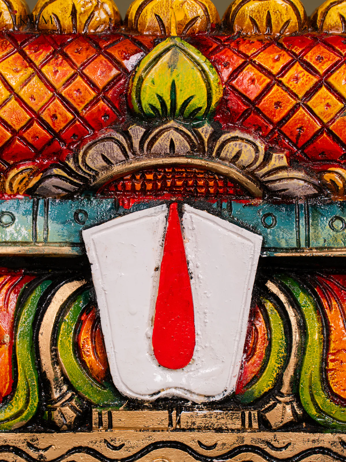 Hand-Painted Wooden Namam Gopuram Panel - 10 Inch - KN01111 - Image 2