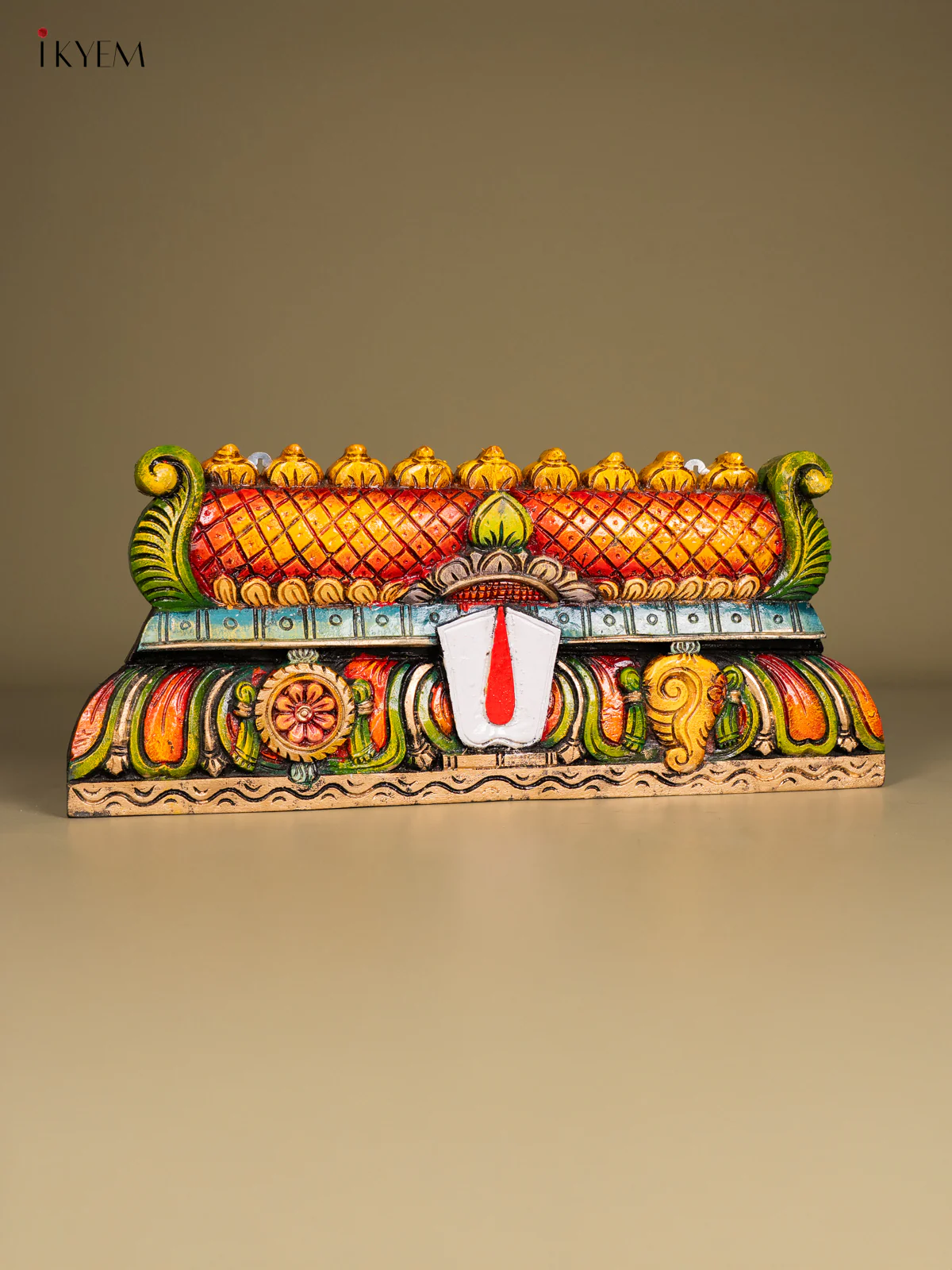 Hand-Painted Wooden Namam Gopuram Panel - 10 Inch - KN01111 - Image 3