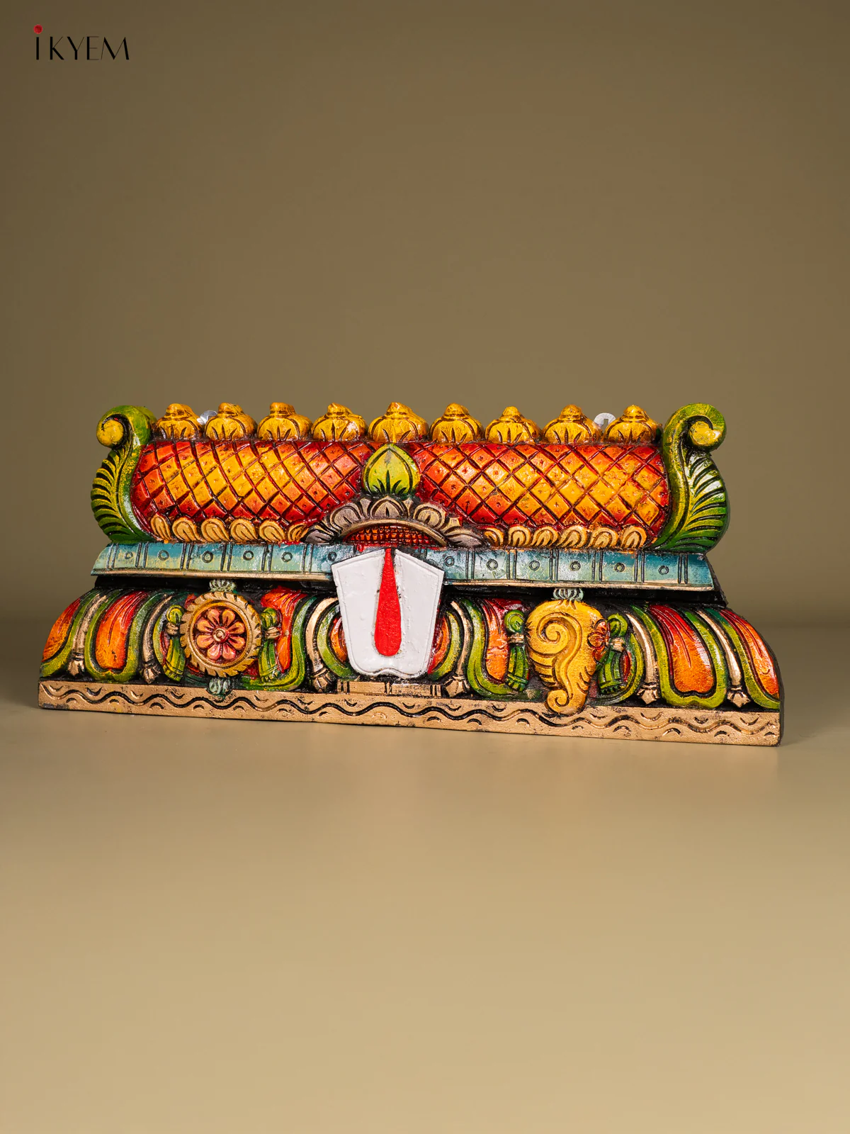 Hand-Painted Wooden Namam Gopuram Panel - 10 Inch - KN01111 - Image 4