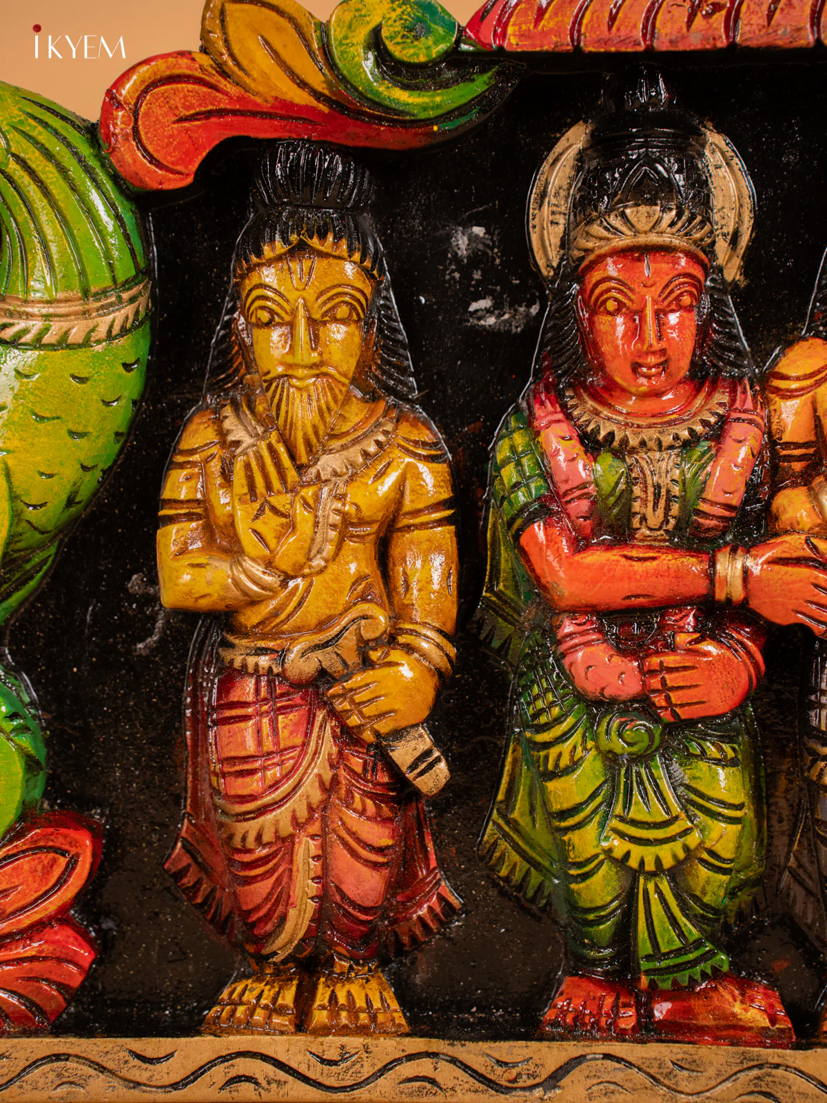 Hand-Painted Wooden Meenakshi Kalyanam Panel - 10.5 Inch - KN01112 - Image 4