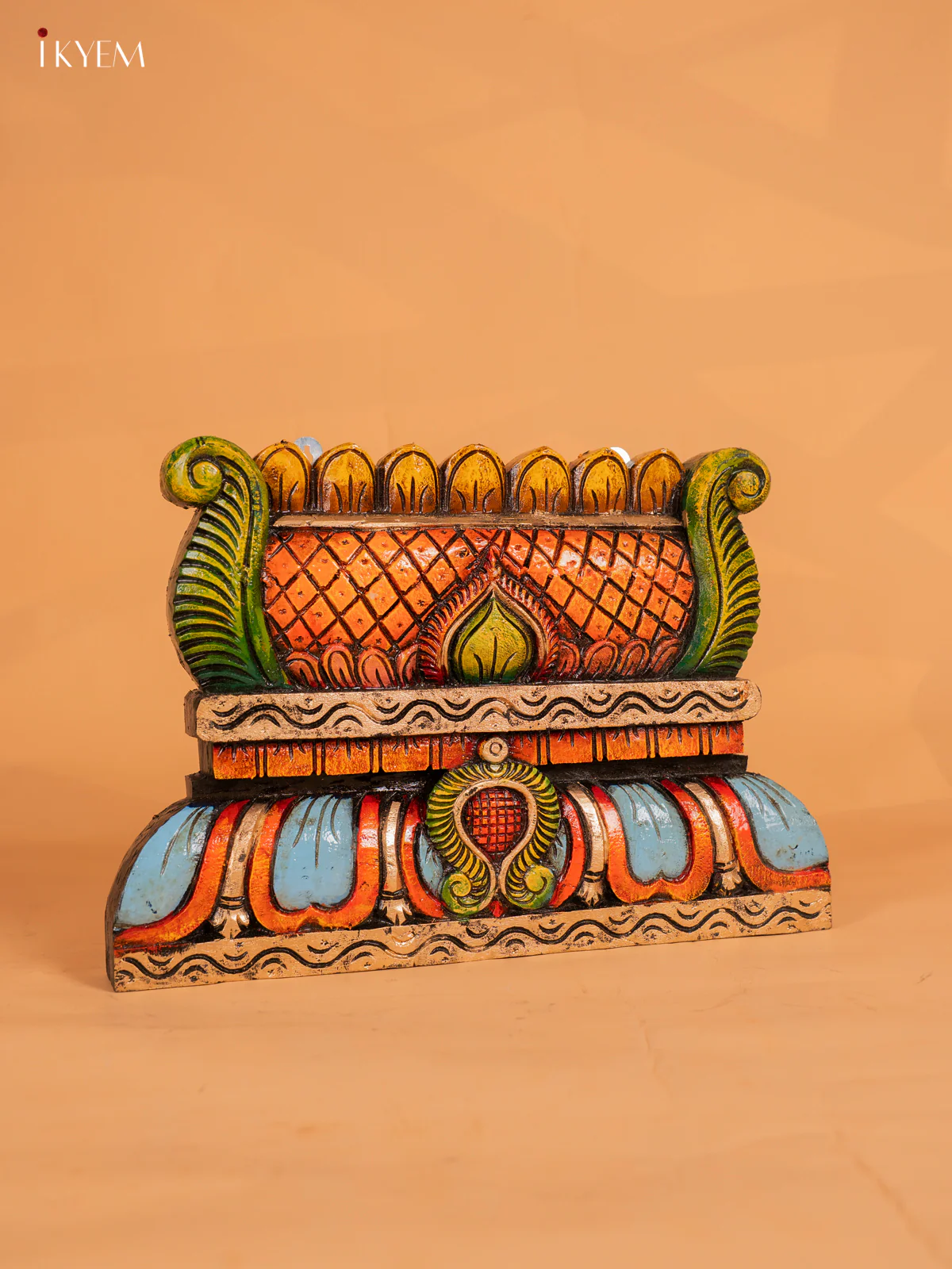 Hand-Painted Wooden Gopuram Panel - 12 Inch - KN01113 - Image 2