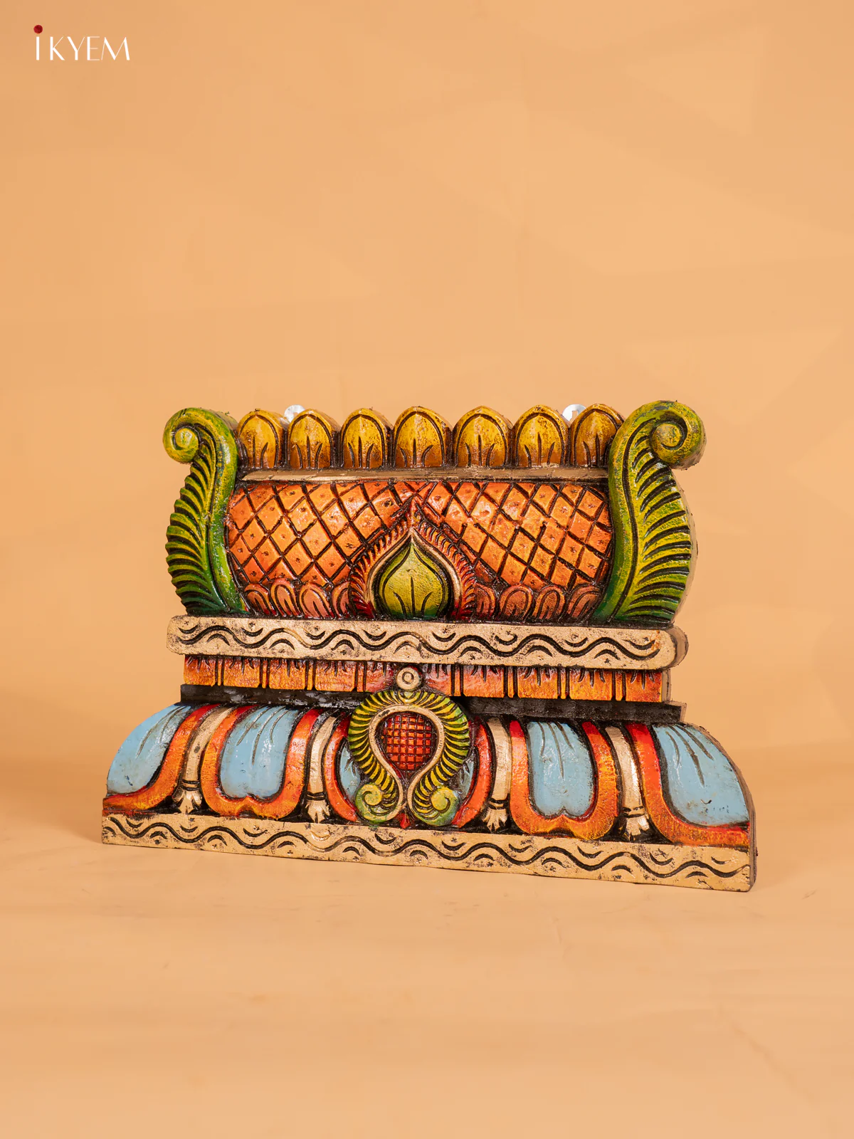 Hand-Painted Wooden Gopuram Panel - 12 Inch - KN01113 - Image 3
