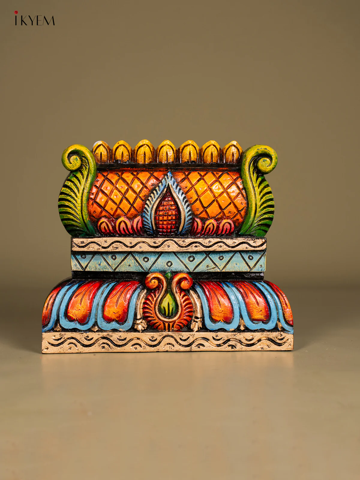 Hand-Painted Wooden Gopuram Panel - 10 Inch - KN01116 - Image 2