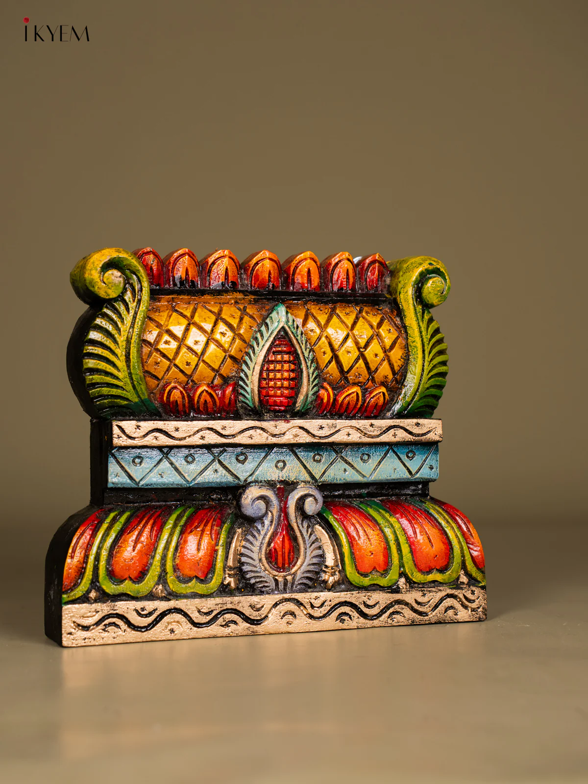 Hand-Painted Wooden Gopuram Panel - 10 Inch - KN01117 - Image 2