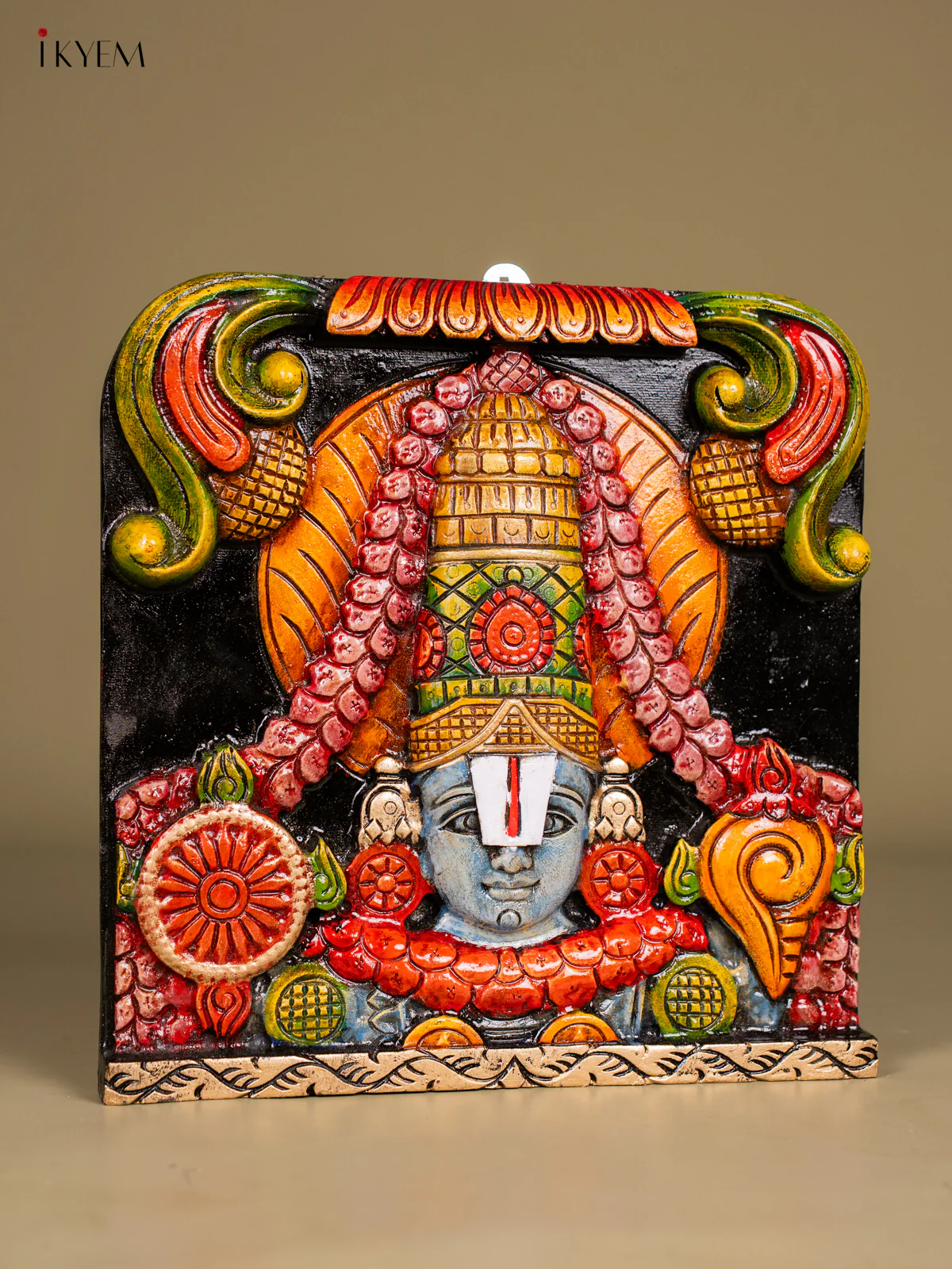 Hand-Painted Wooden Balaji Head Wall Hanging - 12 Inch - KN01121 - Image 2