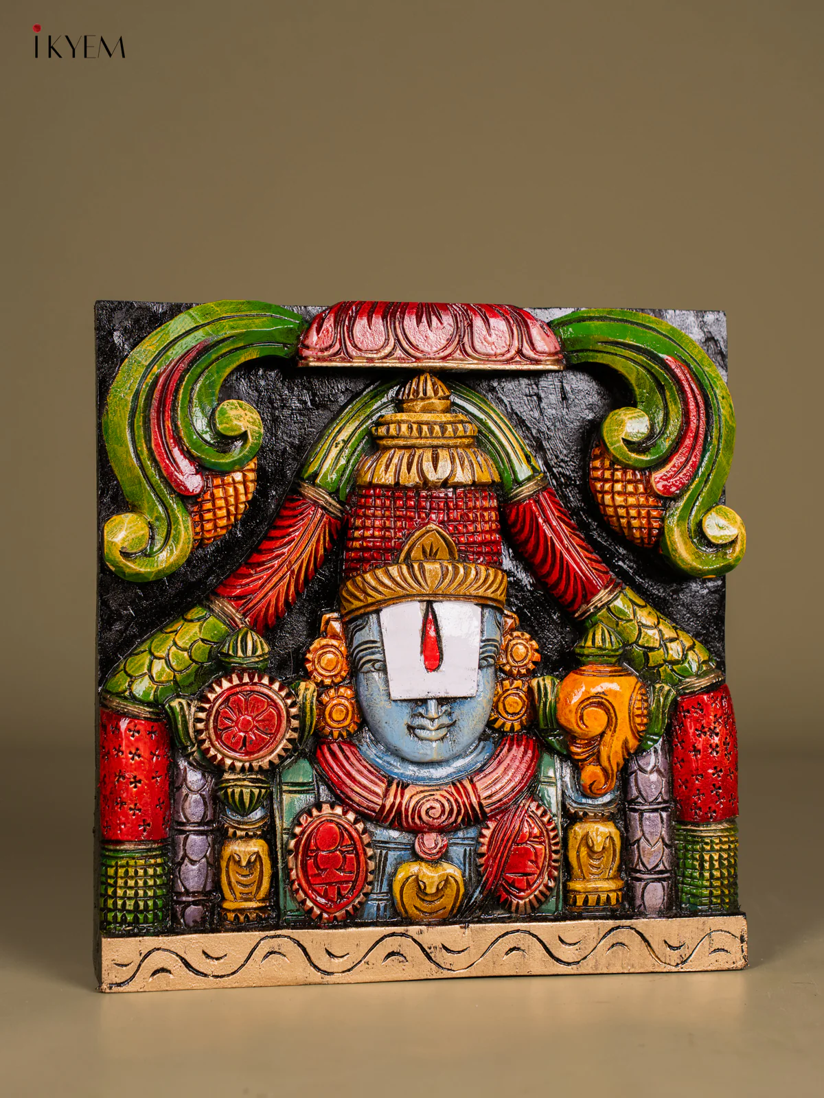 Hand-Painted Wooden Balaji Head Wall Hanging - 12 Inch - KN01122 - Image 2