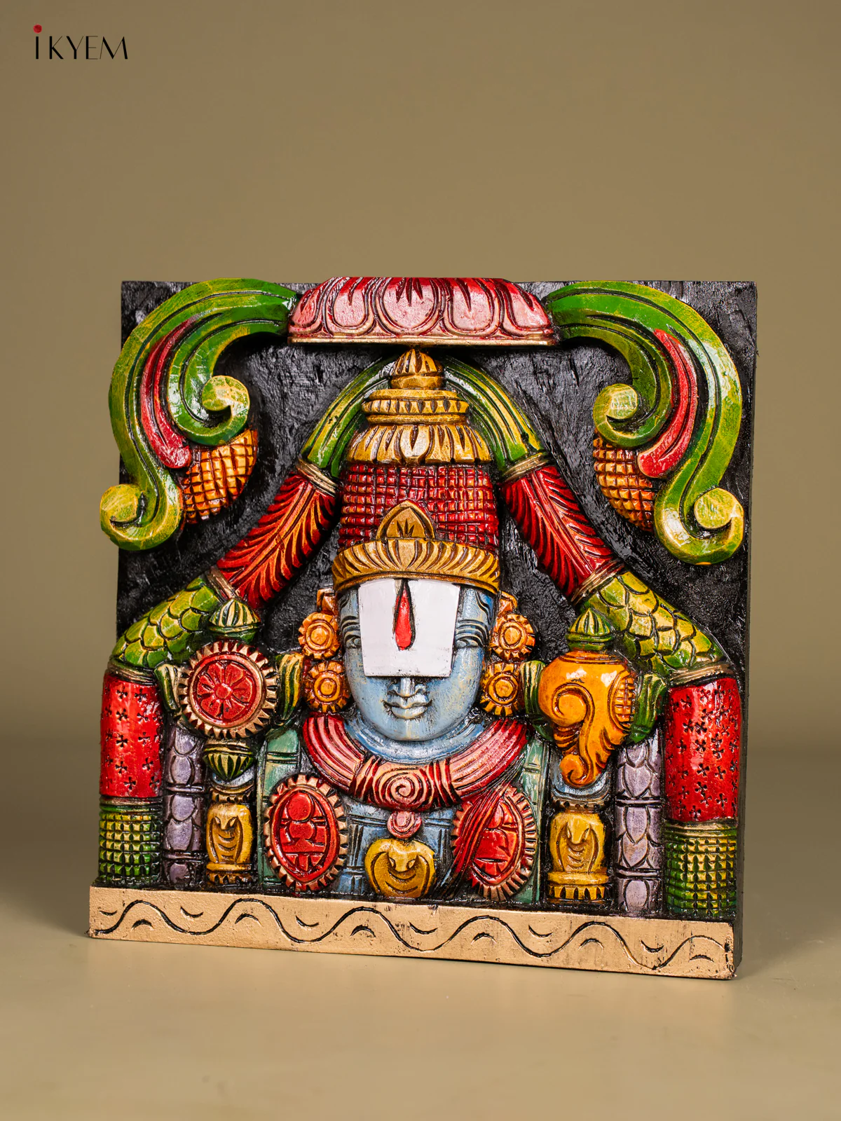 Hand-Painted Wooden Balaji Head Wall Hanging - 12 Inch - KN01122 - Image 3