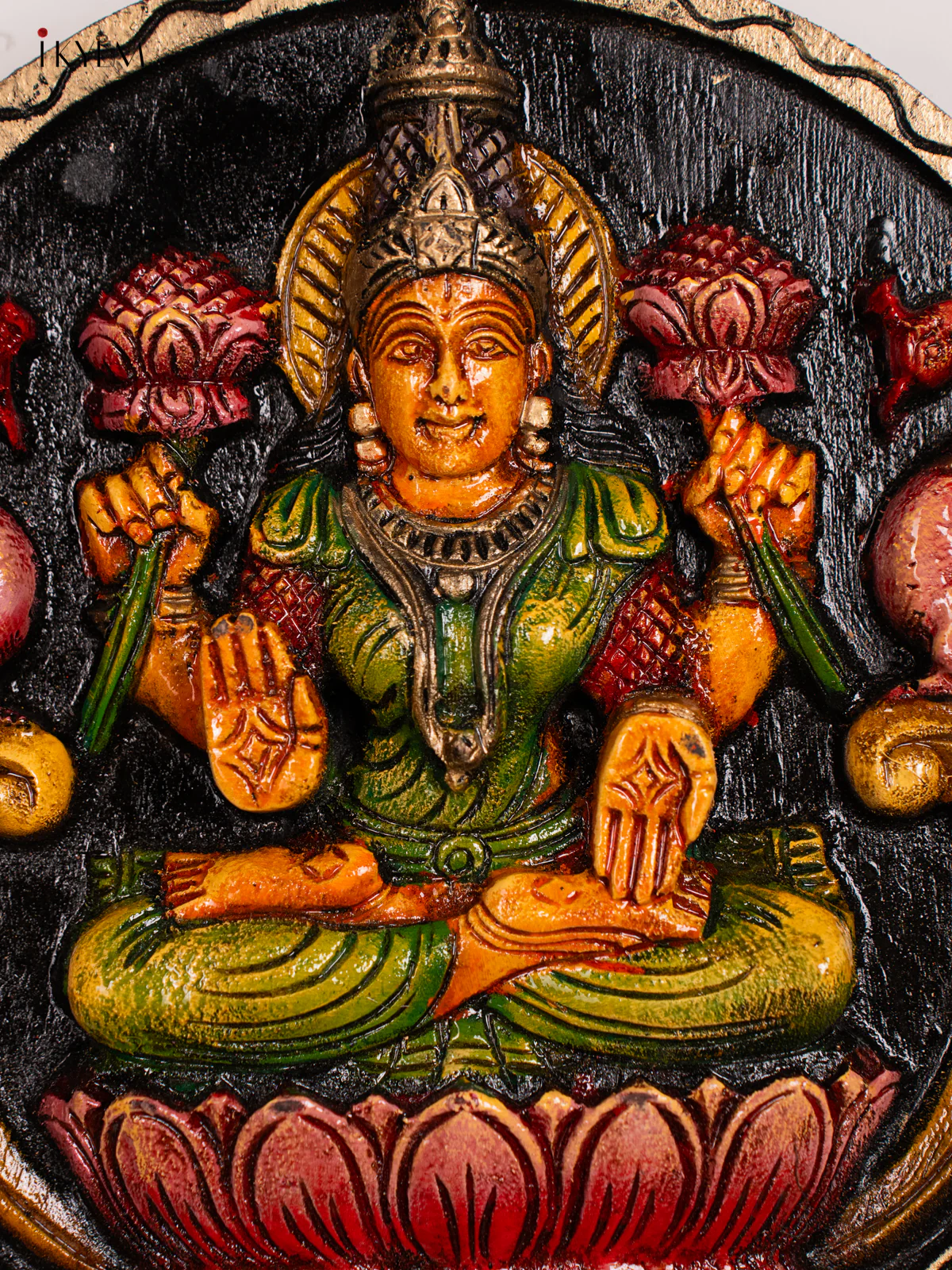 Hand-Painted Wooden Lakshmi Wall Hanging - 12 Inch - KN01124 - Image 3