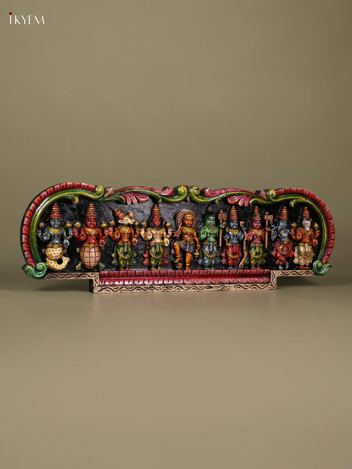Hand-Painted Wooden Dasavathram Panel - 12 Inch - KN01129 - Image 4