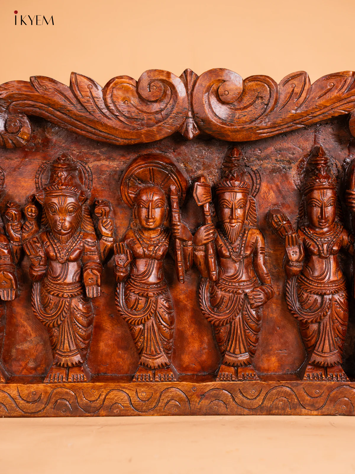 Hand-Carved Wooden Dasavathram Panel - 12 Inch - KN01130 - Image 3