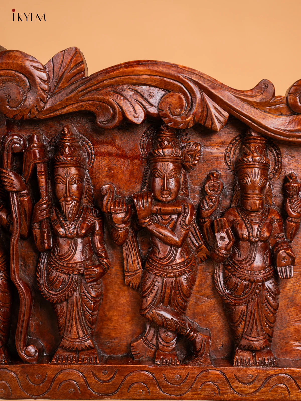 Hand-Carved Wooden Dasavathram Panel - 12 Inch - KN01130 - Image 4