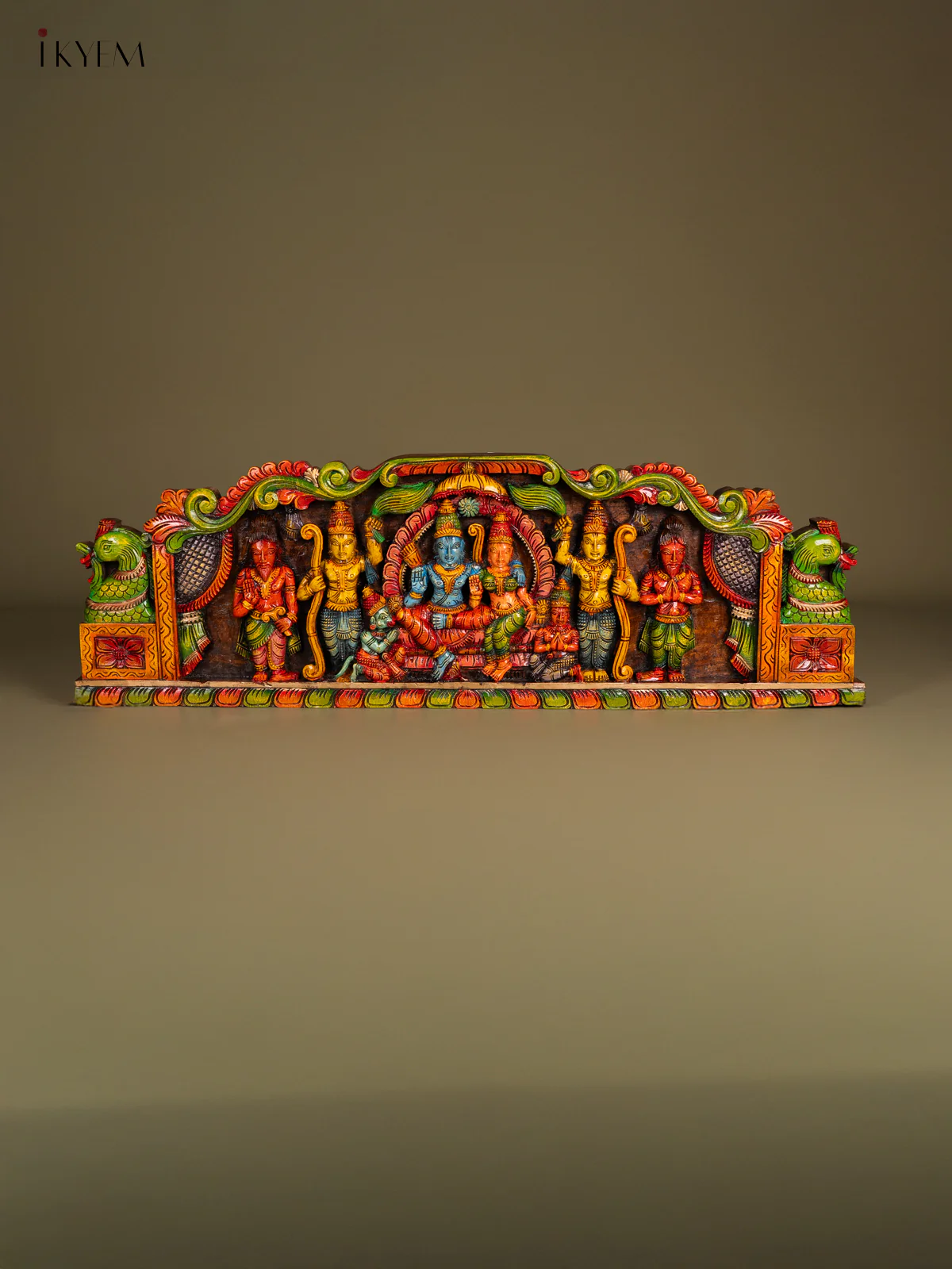 Hand-Painted Wooden Ram Darbar Panel - 13 Inch - KN01132