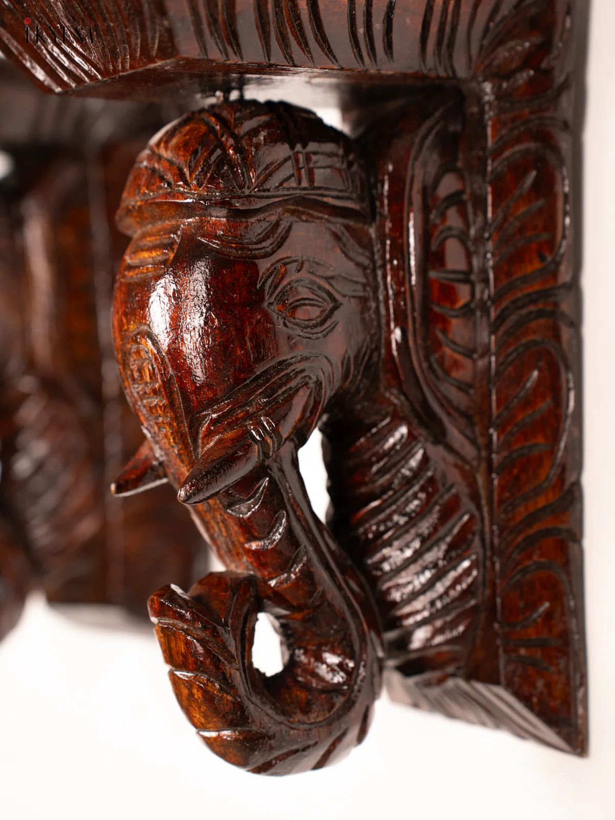 Handcrafted Wooden Elephant Wall Bracket - 9 Inch - KN01144 - Image 2
