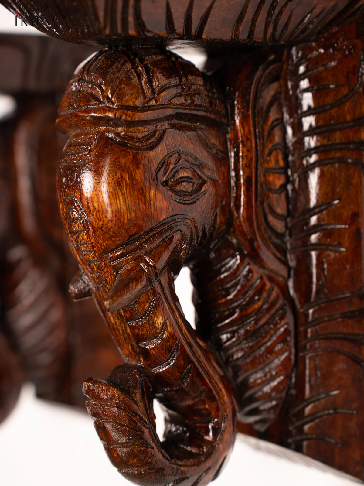Handcrafted Wooden Elephant Wall Bracket - 9 Inch - KN01145 - Image 2