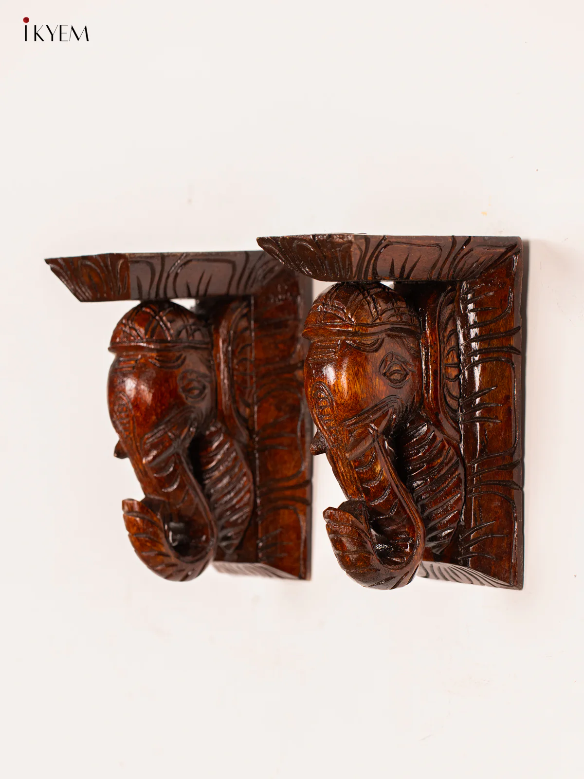 Handcrafted Wooden Elephant Wall Bracket - 9 Inch - KN01145 - Image 3