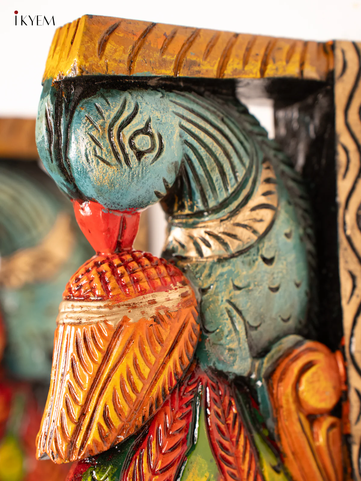 Hand-Painted Wooden Peacock Wall Bracket - 12 Inch - KN01161 - Image 2