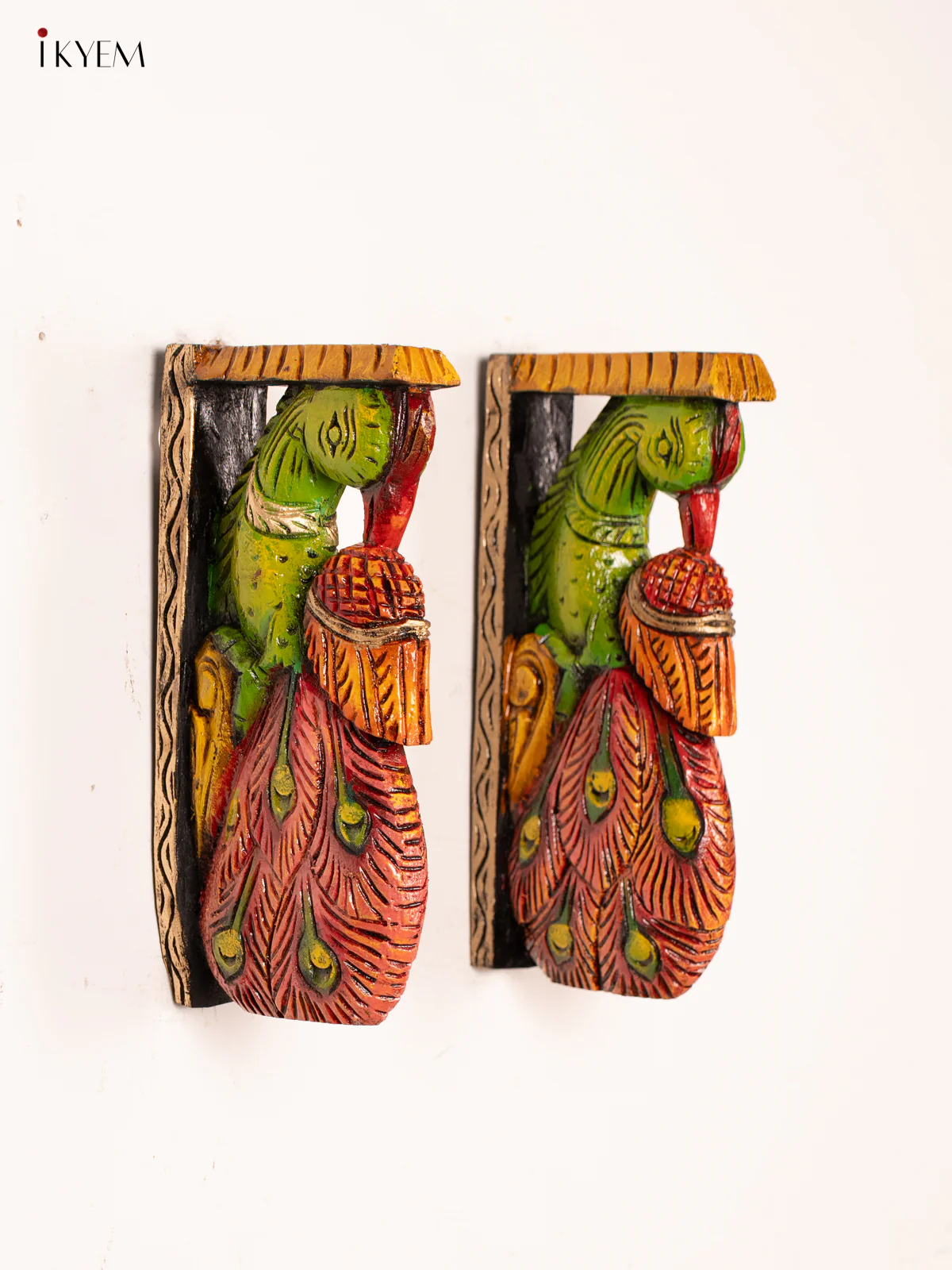 Hand-Painted Wooden Peacock Wall bracket - 12 Inch - KN01163 - Image 3