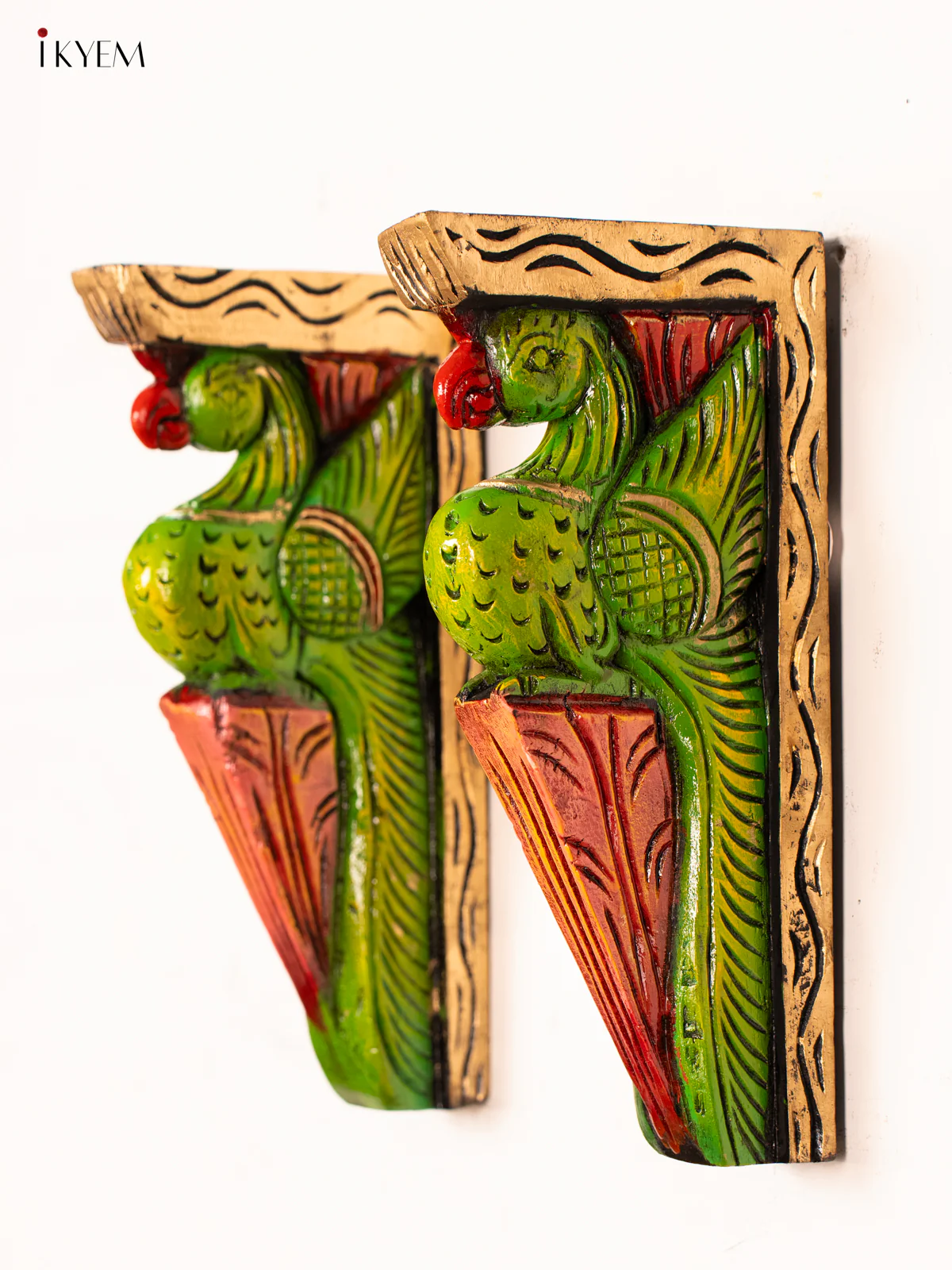 Hand-Painted Wooden Parrot Wall Bracket - 12 Inch - KN01170 - Image 2