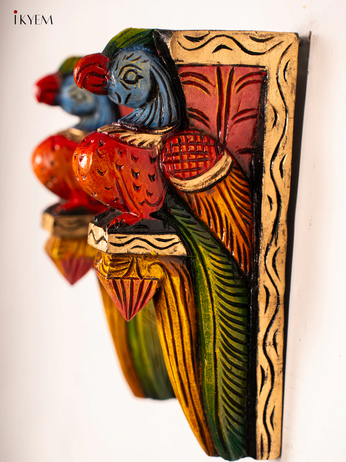 Hand-Painted Wooden Parrot Wall Bracket - 12 Inch - KN01177 - Image 3