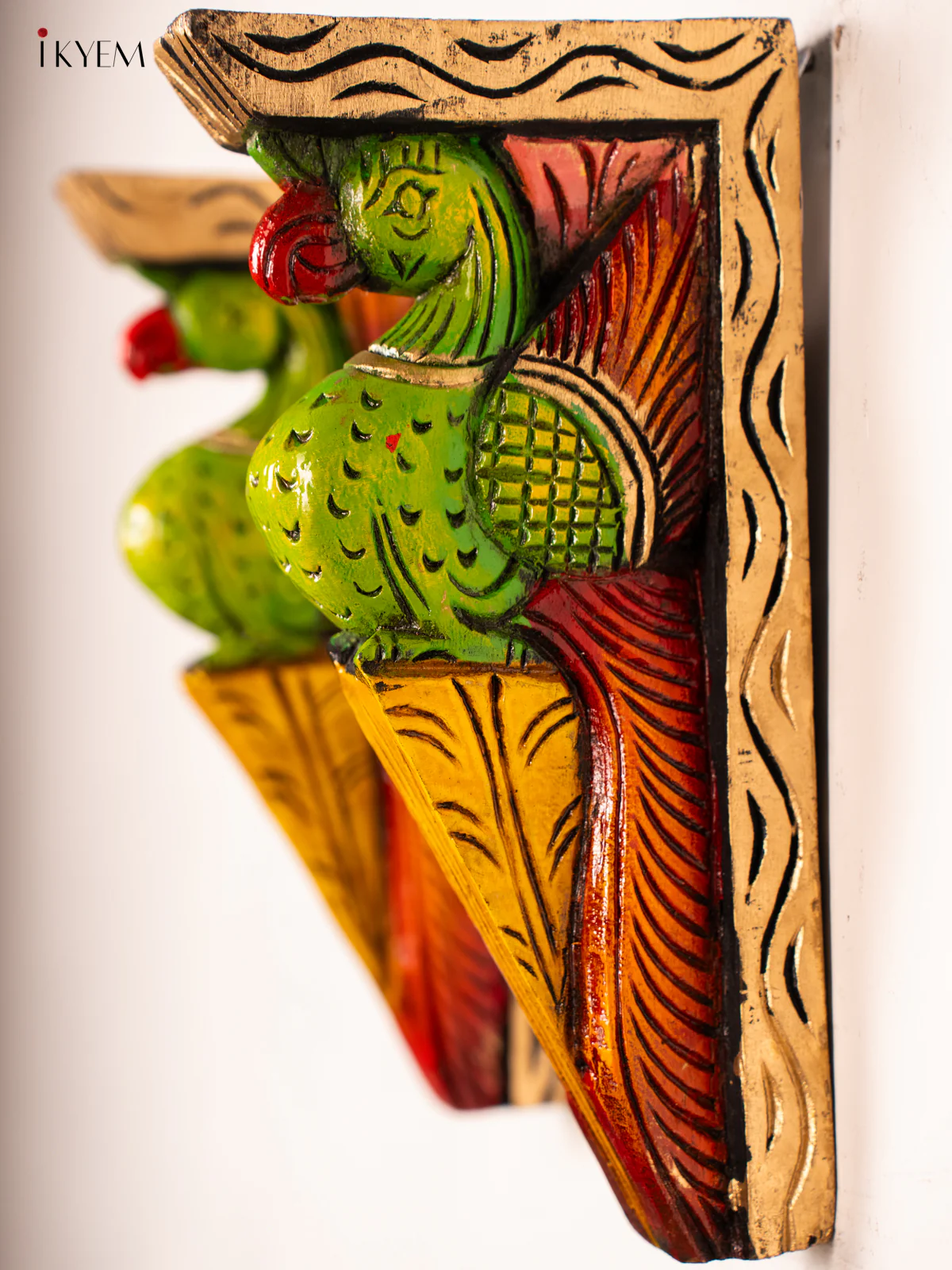 Hand-Painted Wooden Parrot Wall Bracket - 12 Inch - KN01180 - Image 3