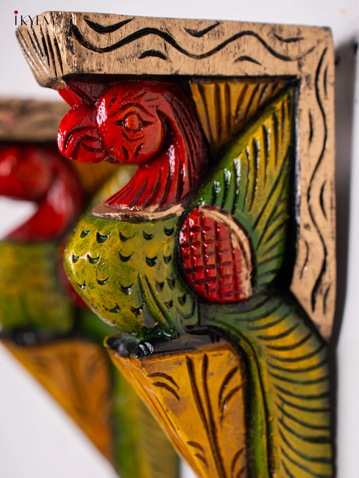 Hand-painted Wooden Parrot Wall Bracket - 12 Inch - KN01183 - Image 2