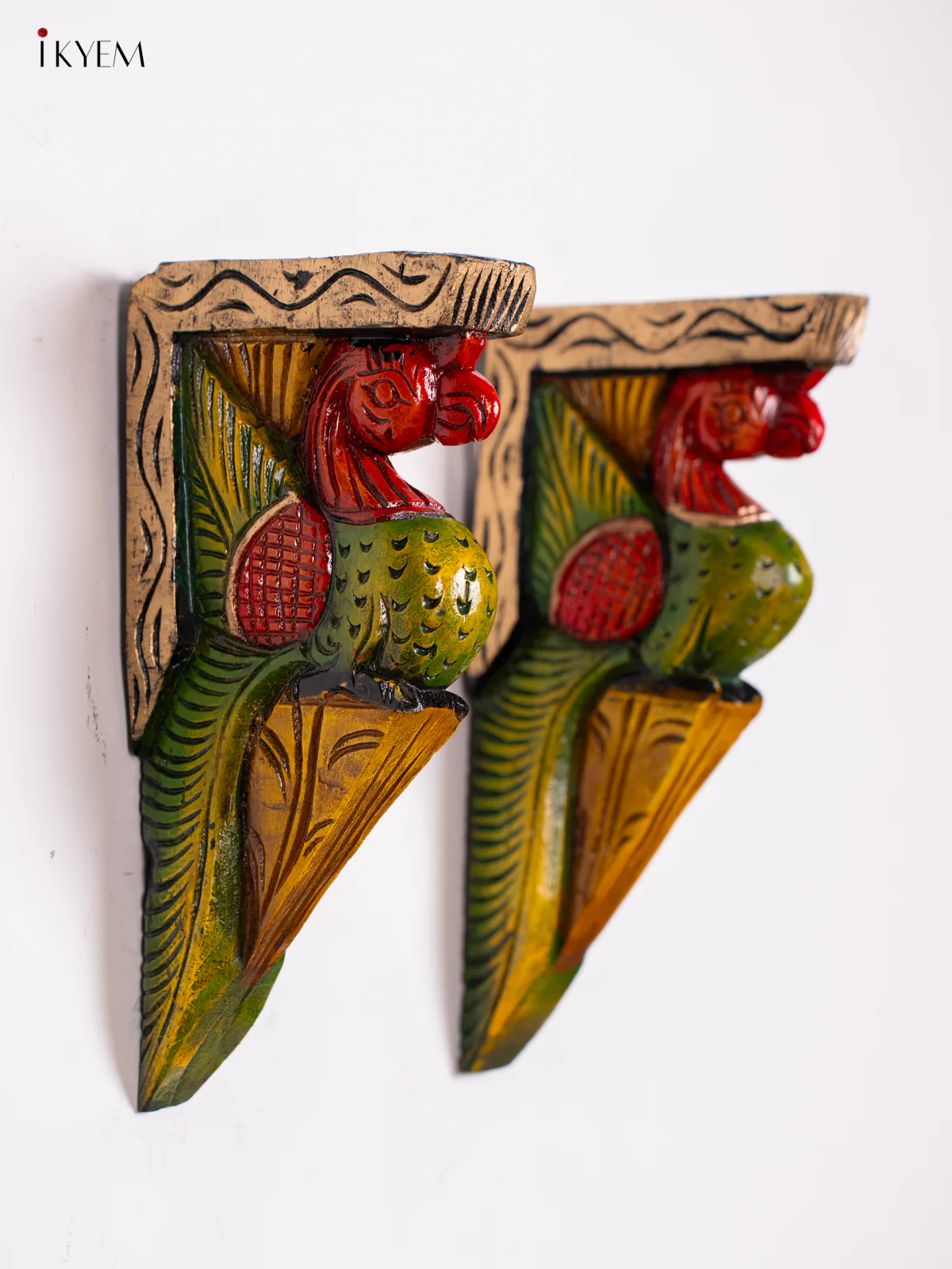 Hand-painted Wooden Parrot Wall Bracket - 12 Inch - KN01183 - Image 3