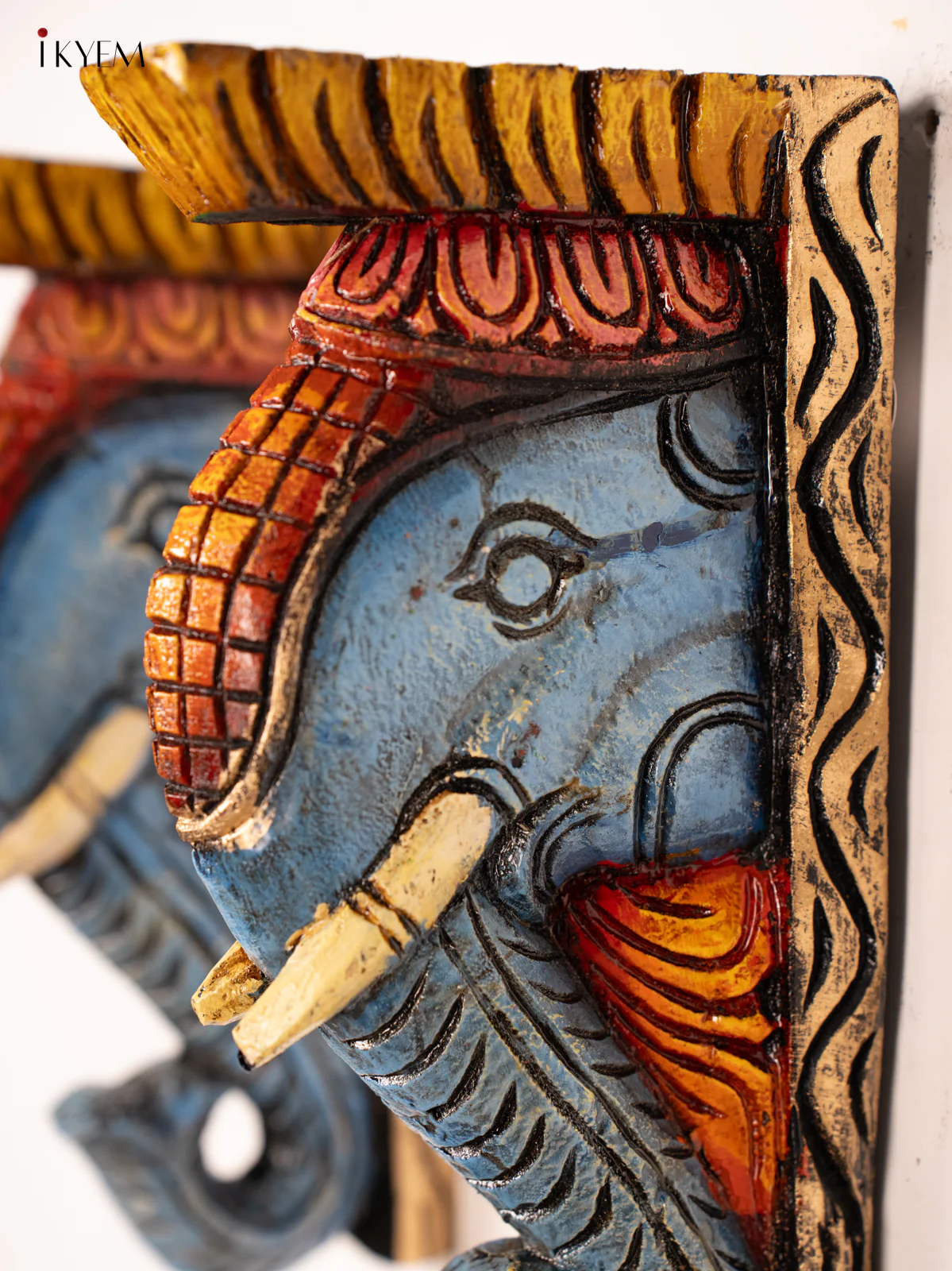 Hand-Painted Wooden Elephant Wall Bracket - 12 Inch - KN01185 - Image 2