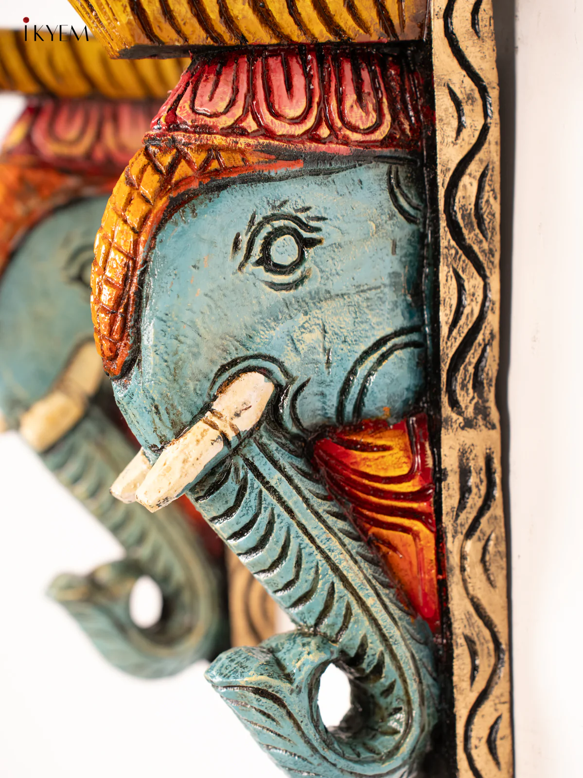 Hand-Painted Wooden Elephant Wall bracket - 12 Inch - KN01187 - Image 2