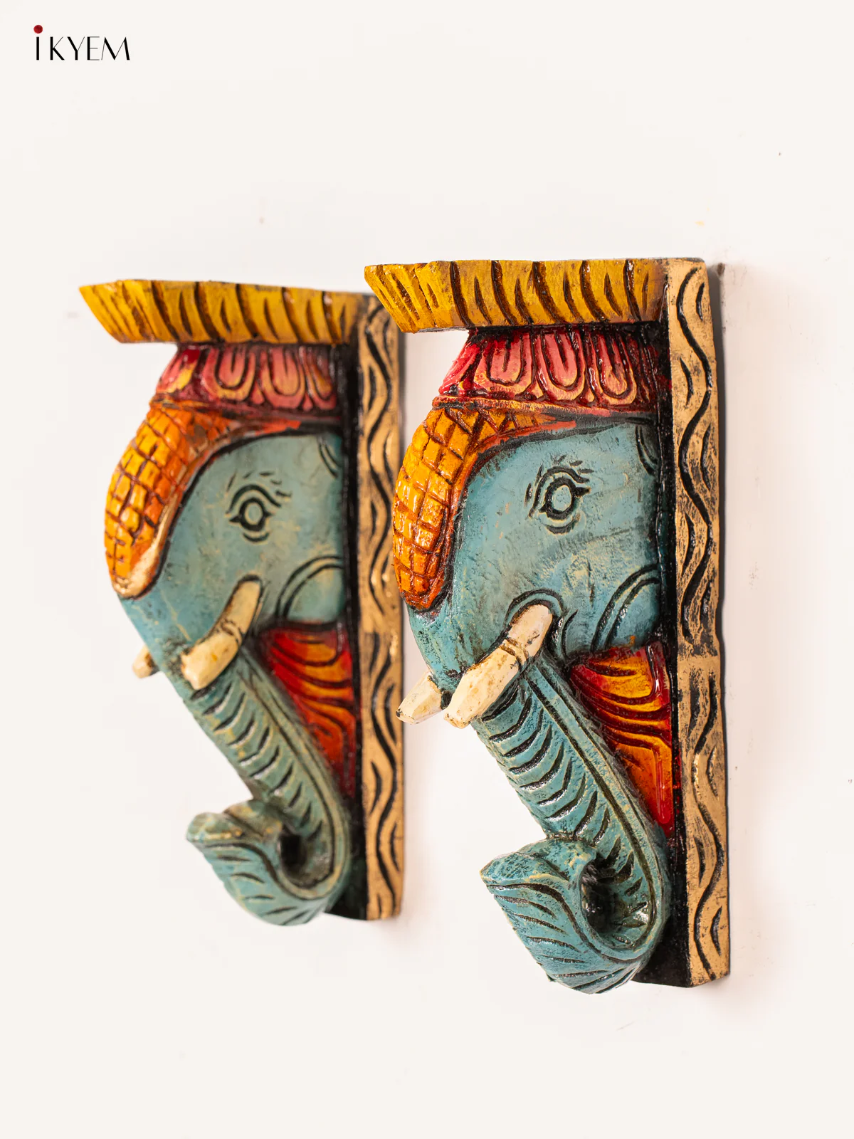 Hand-Painted Wooden Elephant Wall bracket - 12 Inch - KN01187 - Image 3