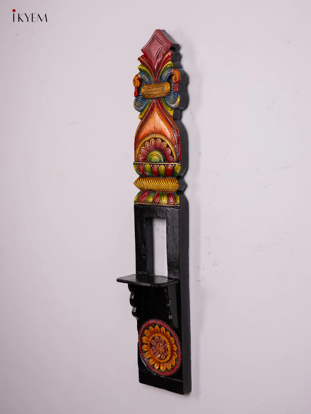 Hand-painted Wooden Diya Wall Shelf - 36 Inch - KN01208 - Image 2